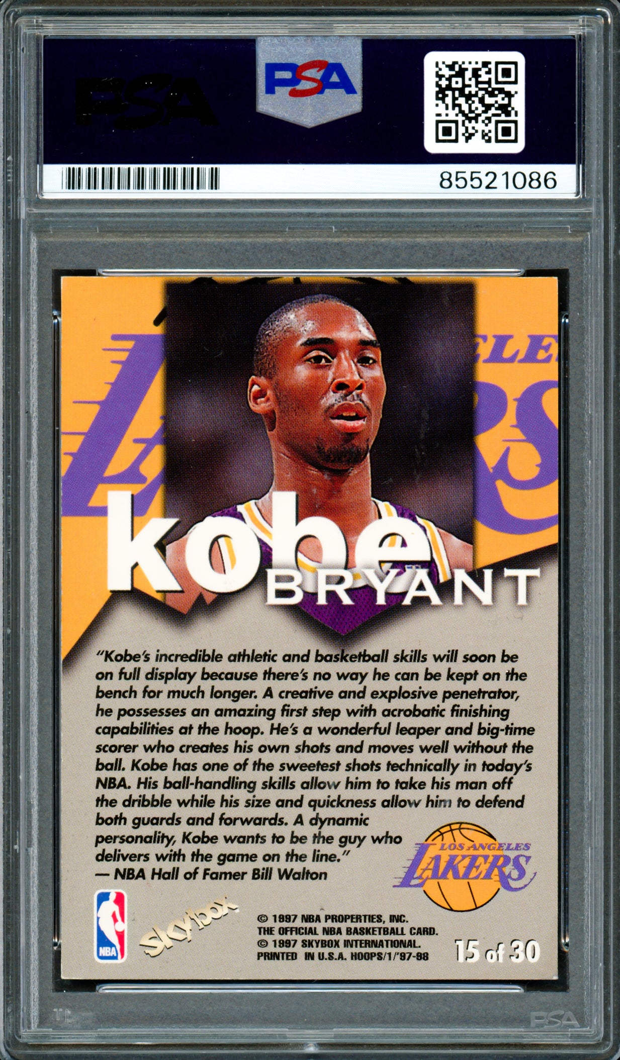Kobe Bryant Autographed 1997-98 Hoops "Talkin' Hoops" Rookie Card #15 Los Angeles Lakers PSA/DNA #85521086 - Image 2