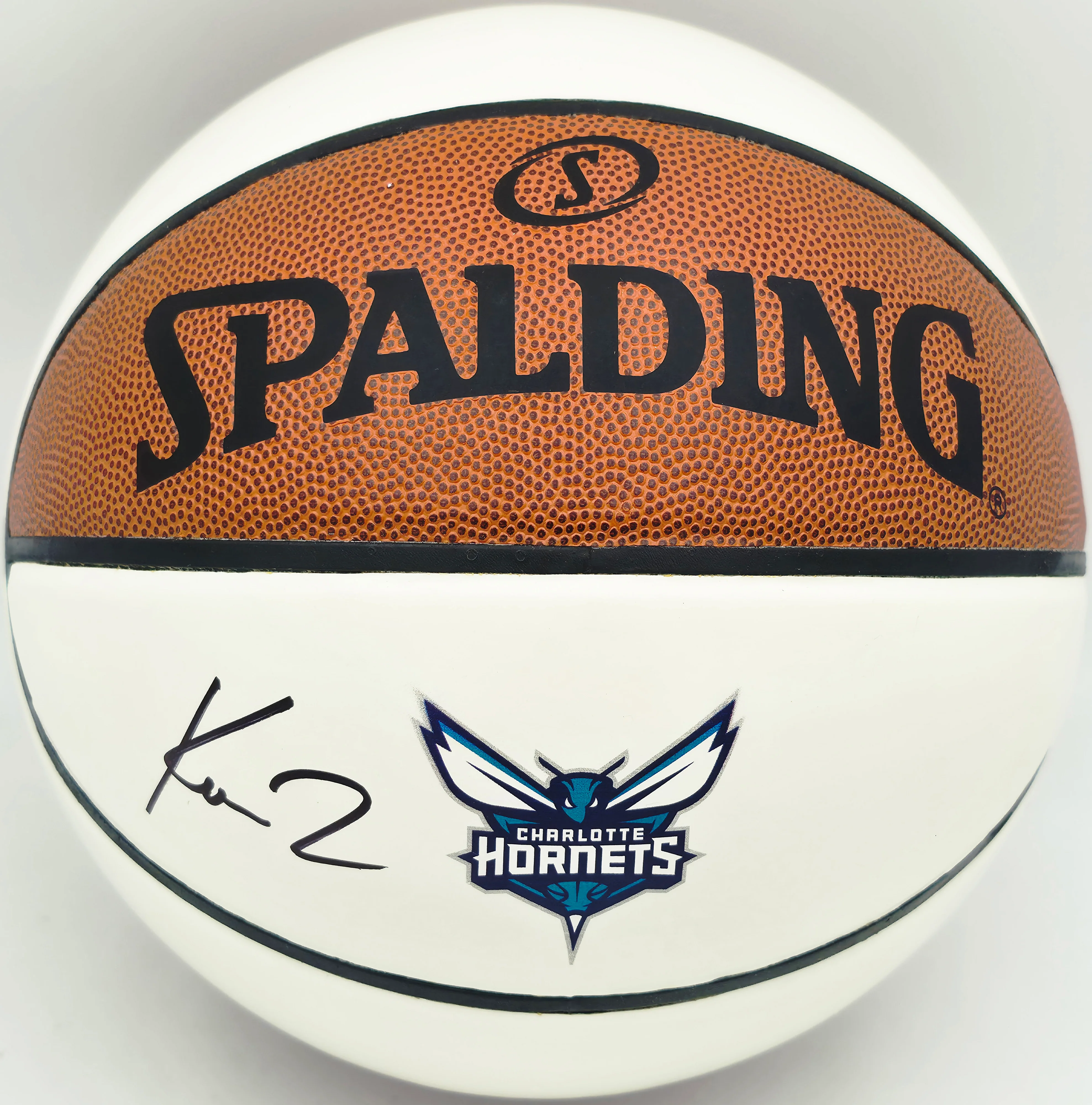 Kon Knueppel Autographed Official Spalding Charlotte Hornets White Logo Basketball Fanatics Holo Stock #262370