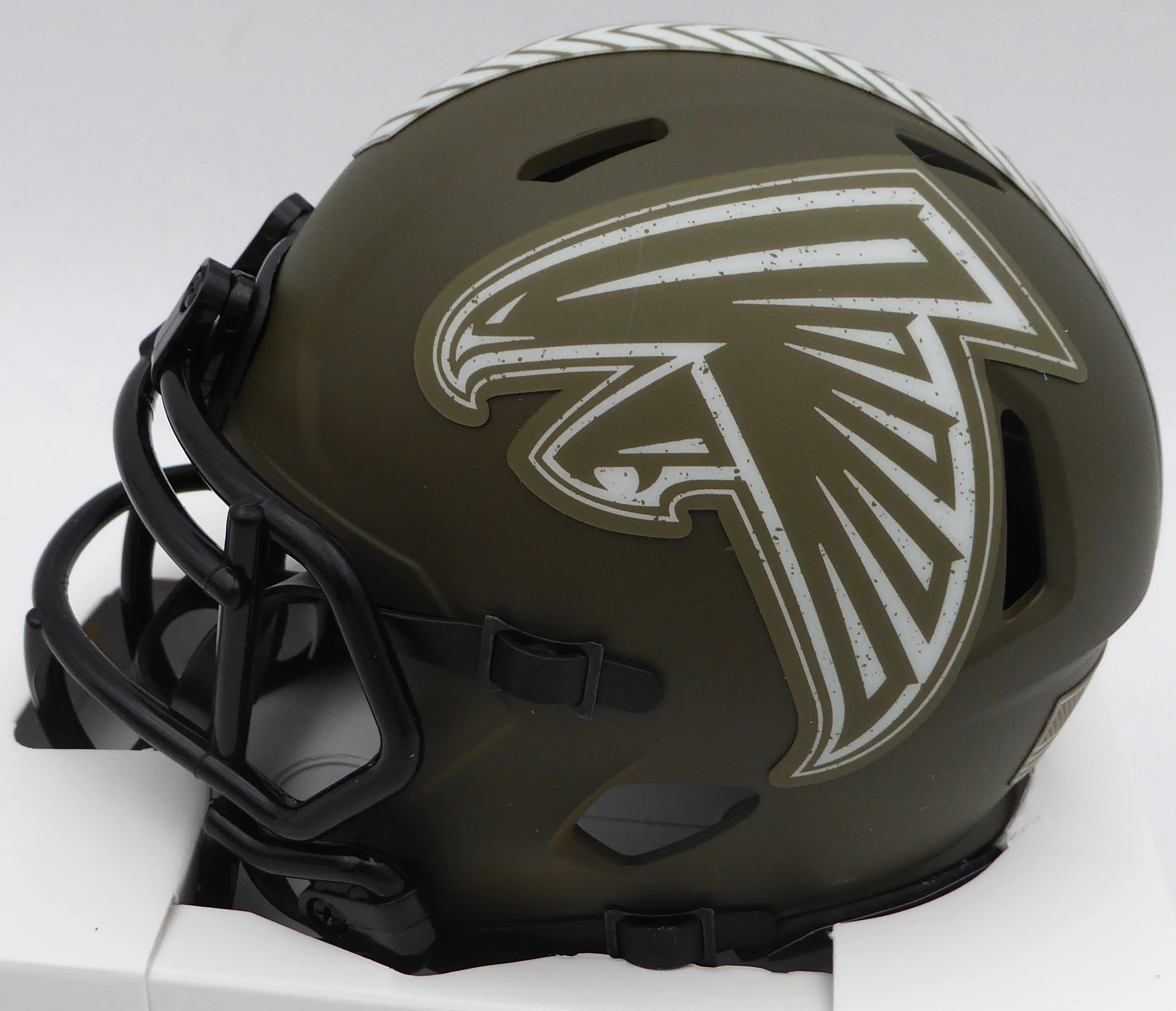 Kyle Pitts Autographed Atlanta Falcons Army Green Salute to Service Speed Mini Helmet Beckett BAS QR #1W528548 - Image 4