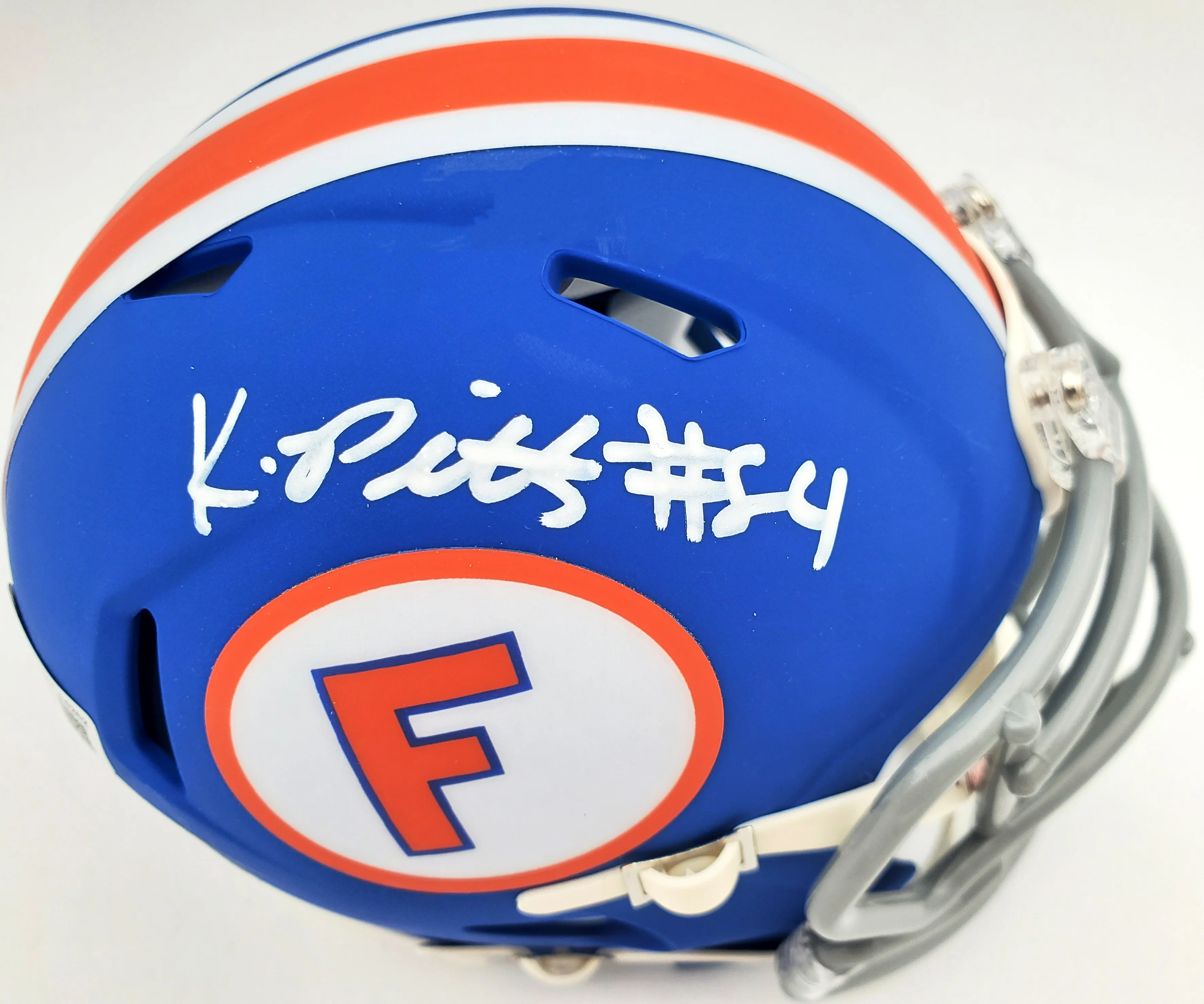 Kyle Pitts Autographed Florida Gators Flat Matte Blue Speed Mini Helmet Beckett BAS Stock #189800 - Image 2