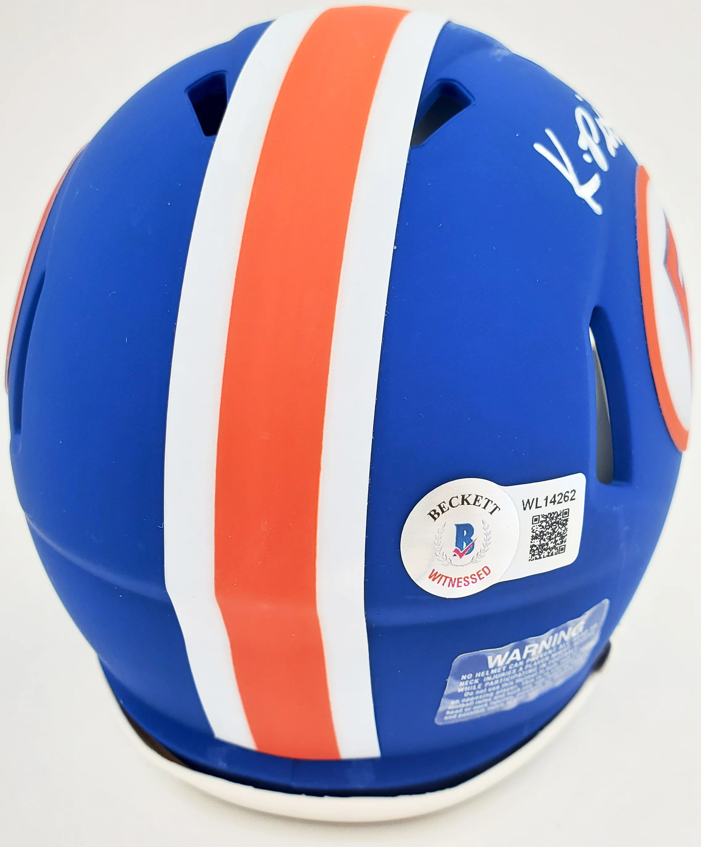 Kyle Pitts Autographed Florida Gators Flat Matte Blue Speed Mini Helmet Beckett BAS Stock #189800 - Image 3