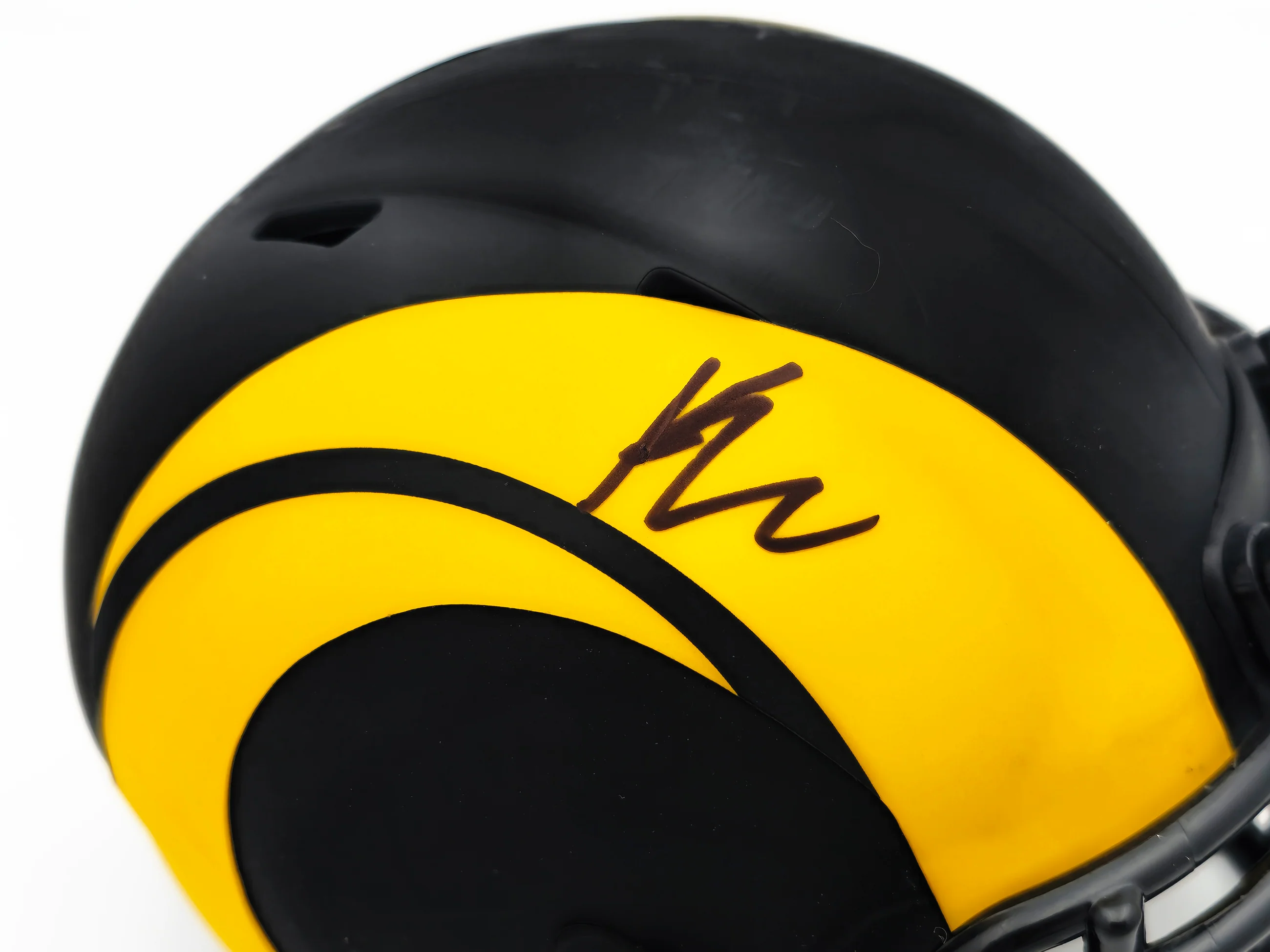Kyren Williams Autographed Los Angeles Rams Eclipse Black Speed Mini Helmet Beckett BAS Witness Stock #224758 - Image 2