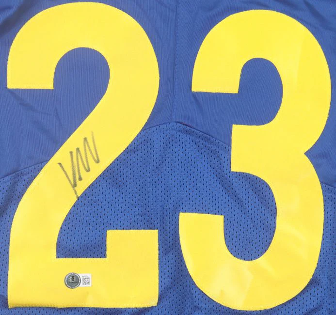 Kyren Williams Los Angeles Signed Blue Pro-Cut Football Jersey BAS ITP - Image 2