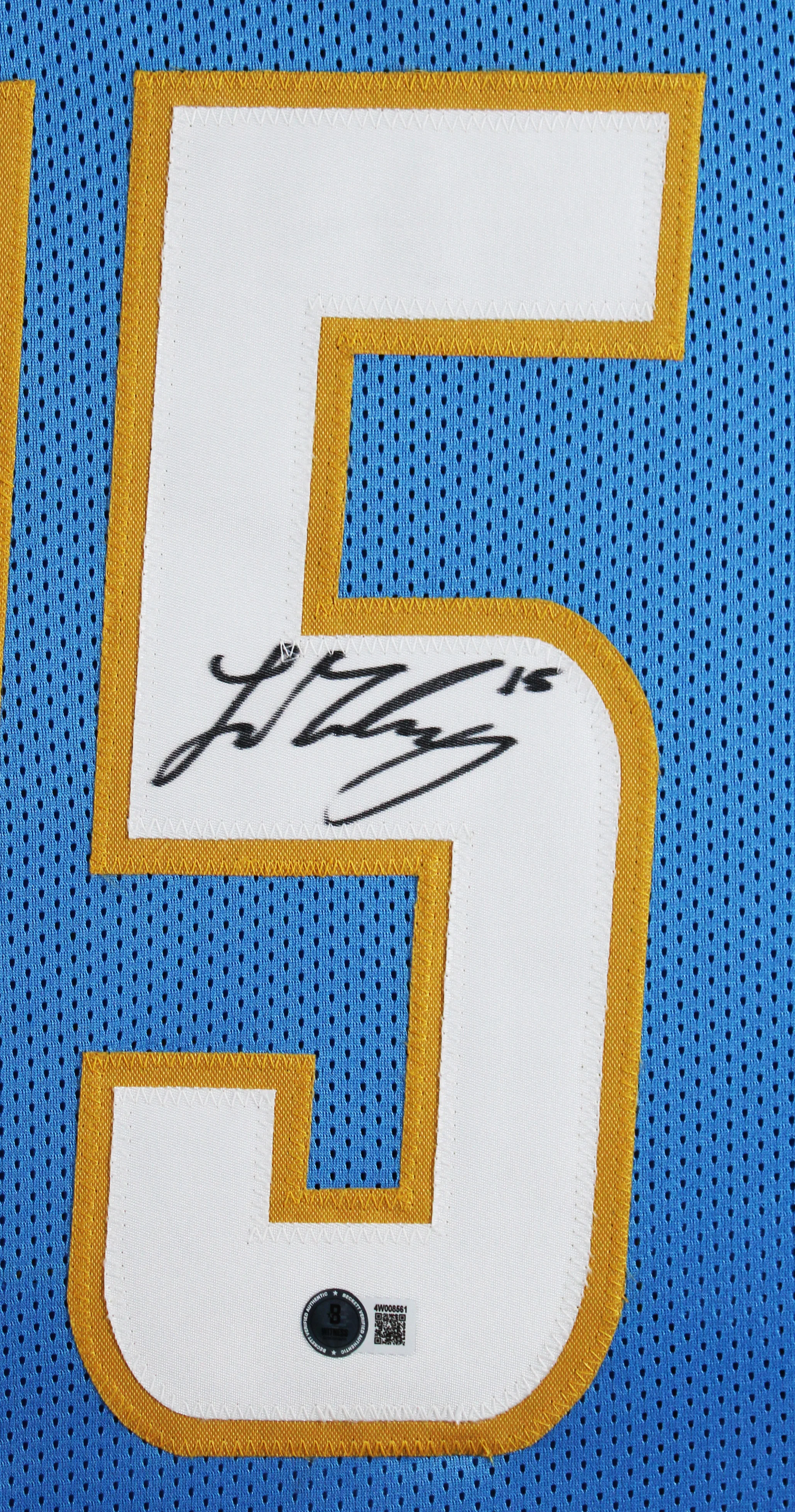 Ladd McConkey Authentic Signed Powder Blue Pro Style Framed Jersey BAS Witnessed - Image 3