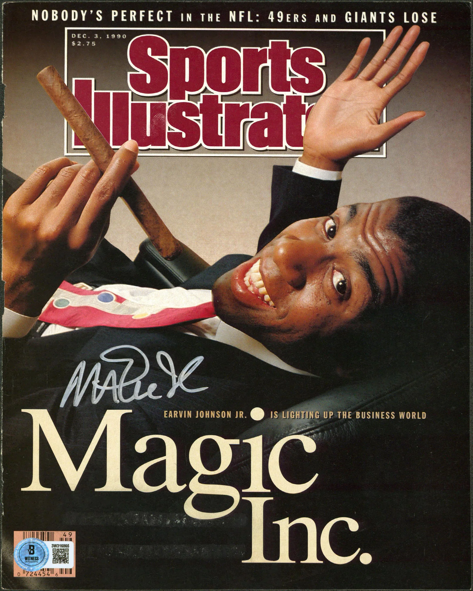 Lakers Magic Johnson Authentic Signed Dec. 1990 SI Magazine Cover BAS #3W316865 - Image 2