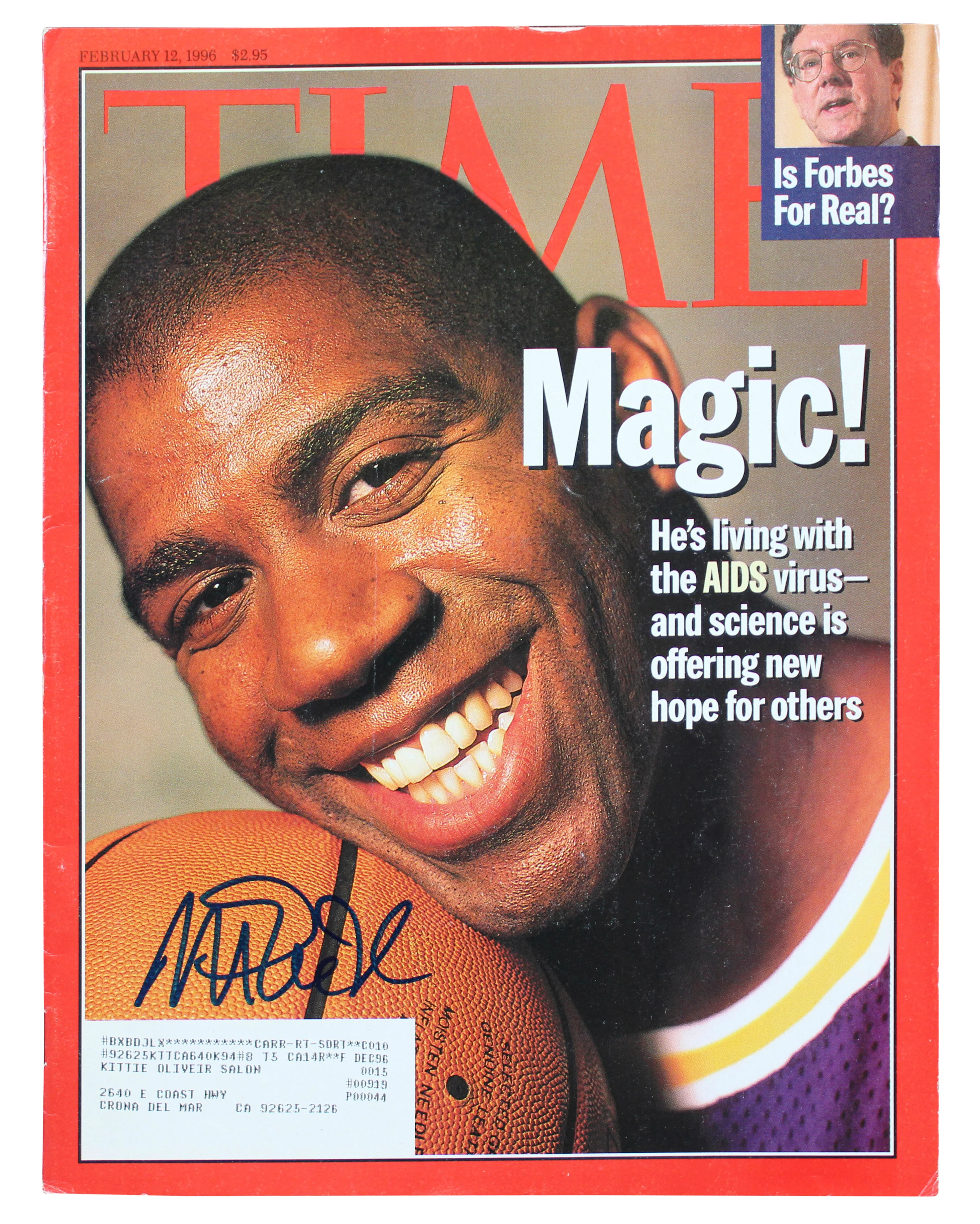 Lakers Magic Johnson Authentic Signed February 1996 Time Magazine BAS Witnessed - Image 2