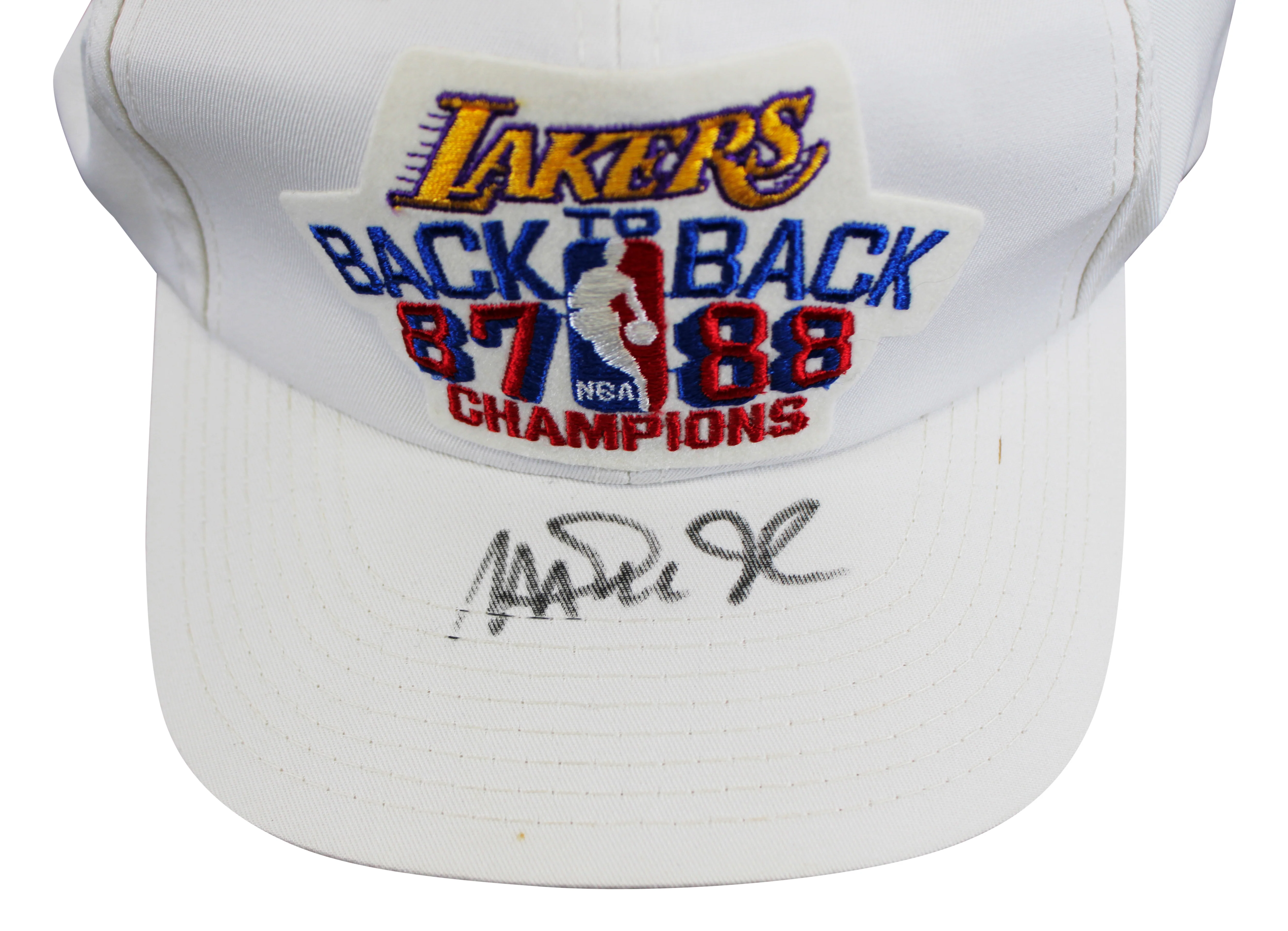 Lakers Magic Johnson Signed 1987-1988 NBA Champions Hat BAS Witnessed #W426872 - Image 3
