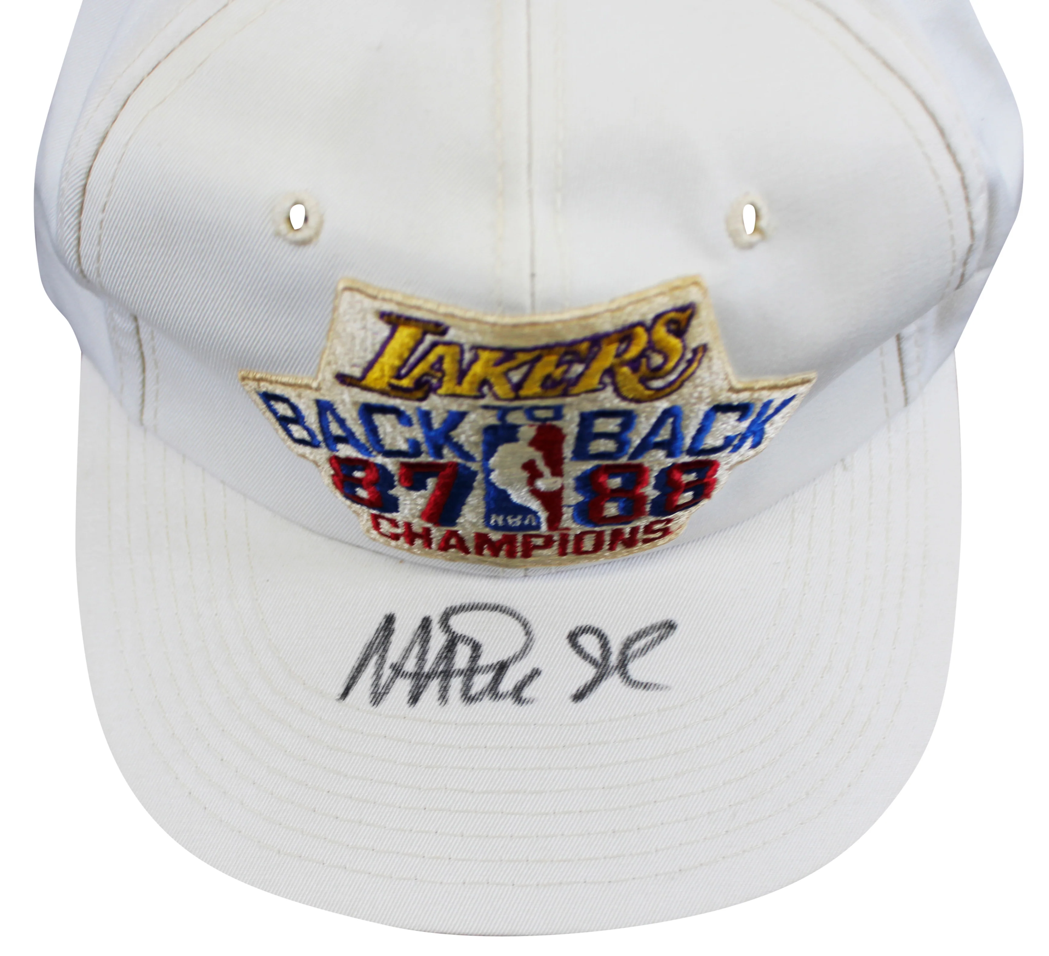 Lakers Magic Johnson Signed 1987-1988 NBA Champions Hat BAS Witnessed #W426875 - Image 3