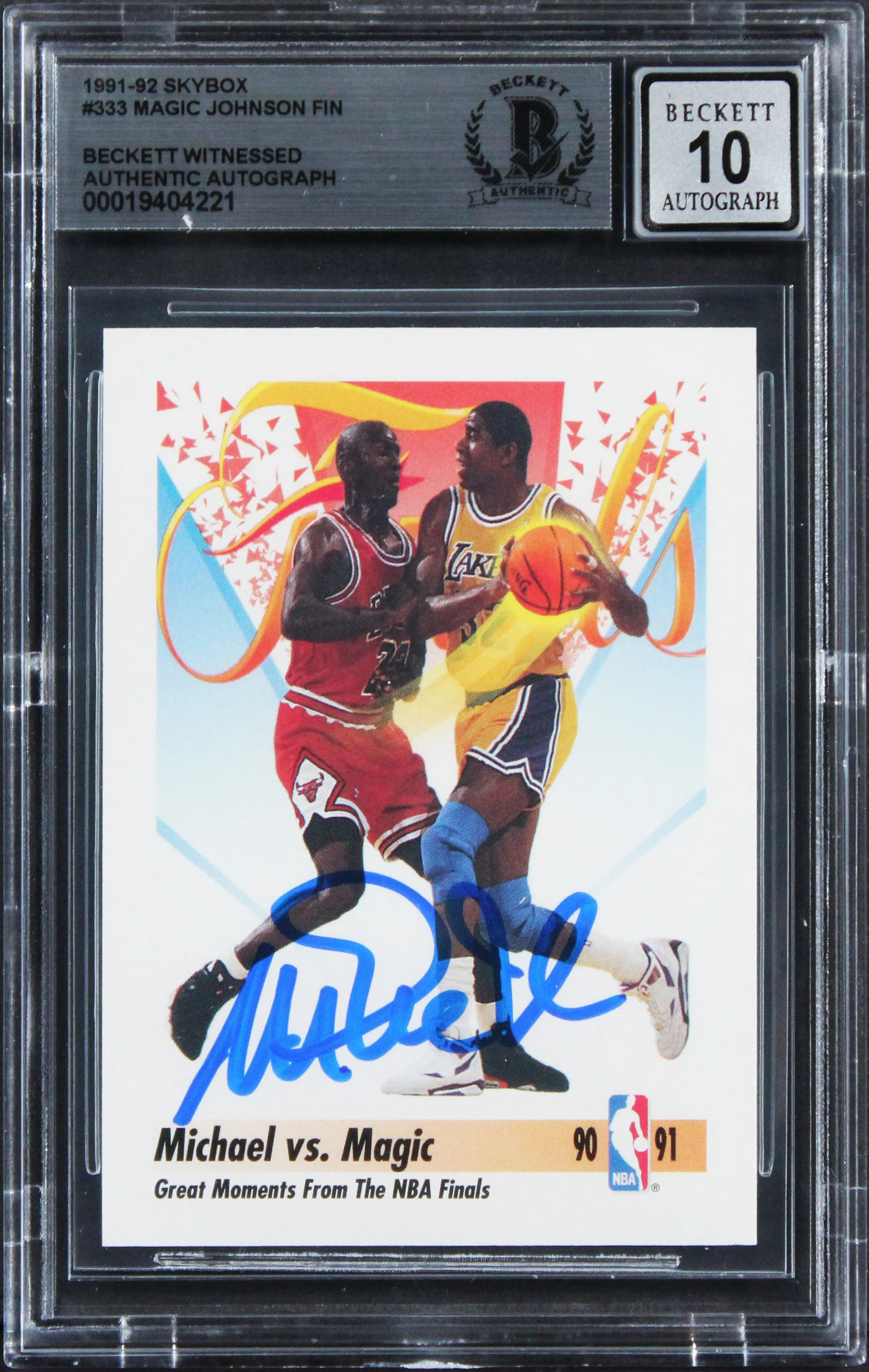 Lakers Magic Johnson Signed 1991 Skybox #333 Card Auto Grade Gem 10! BAS Slabbed - Image 2