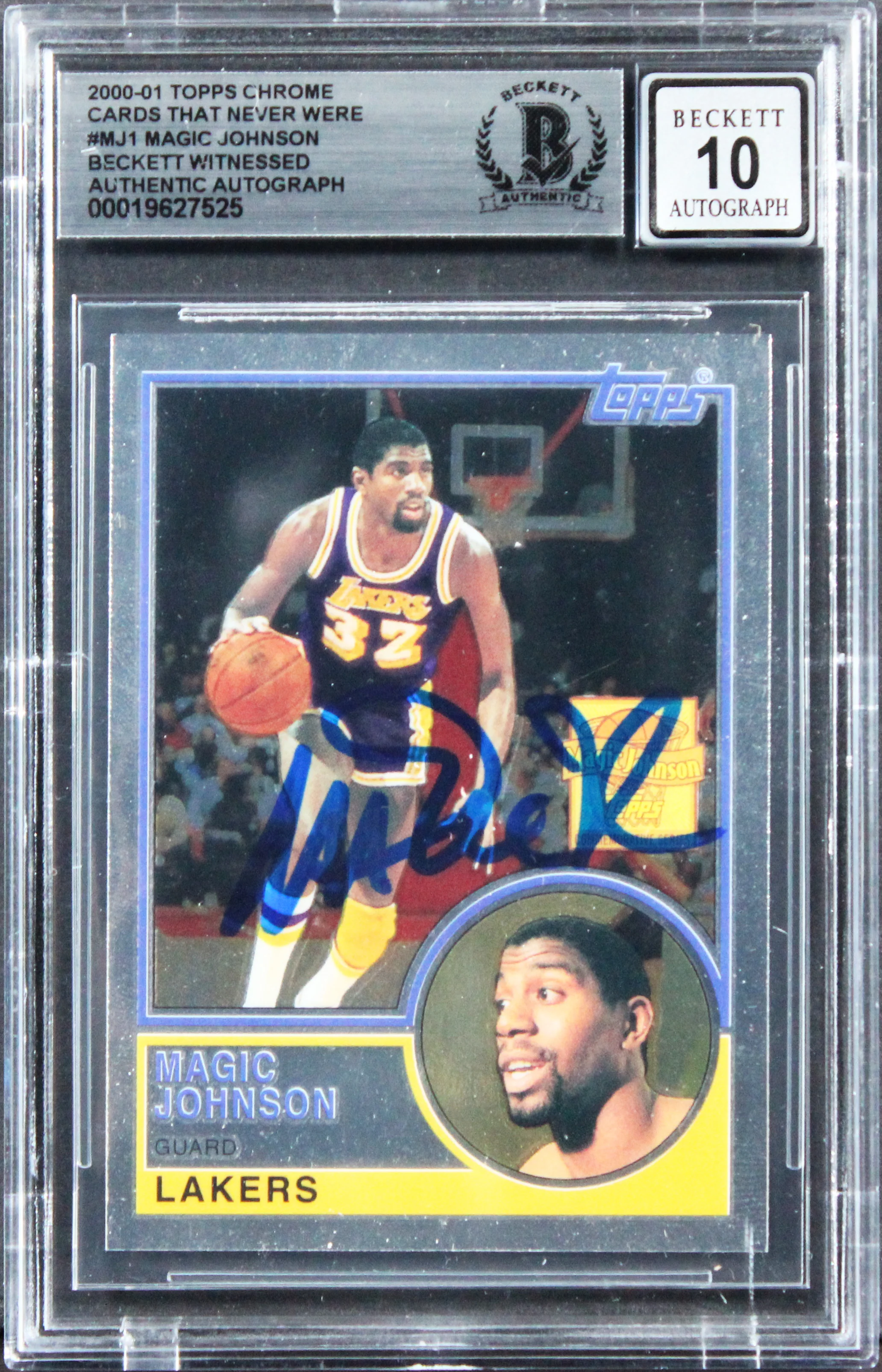 Lakers Magic Johnson Signed 2000 Topps Chrome #MJ1 Card Auto 10! BAS Slabbed - Image 2