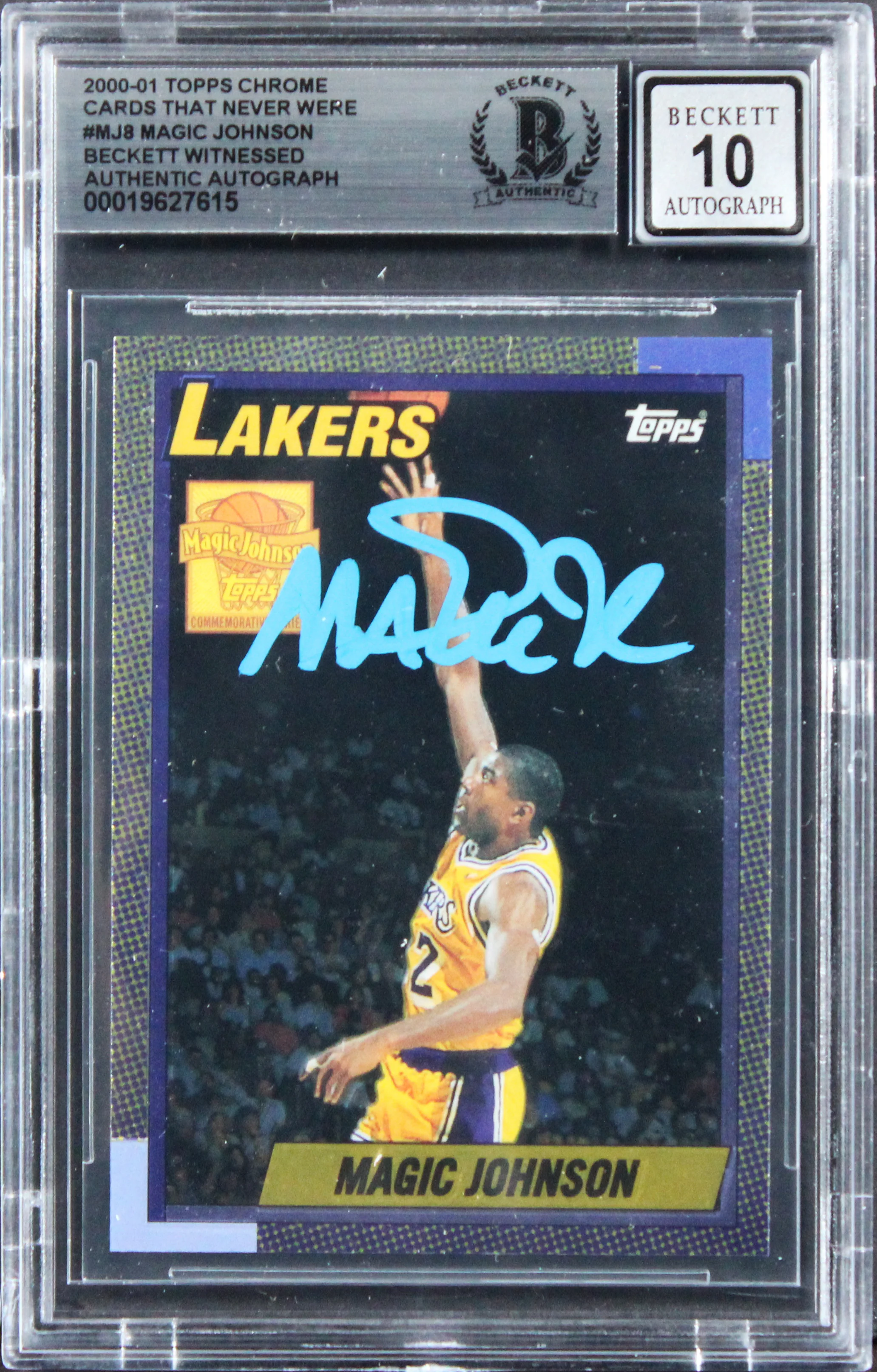Lakers Magic Johnson Signed 2000 Topps Chrome #MJ8 Card Auto 10! BAS Slabbed - Image 2