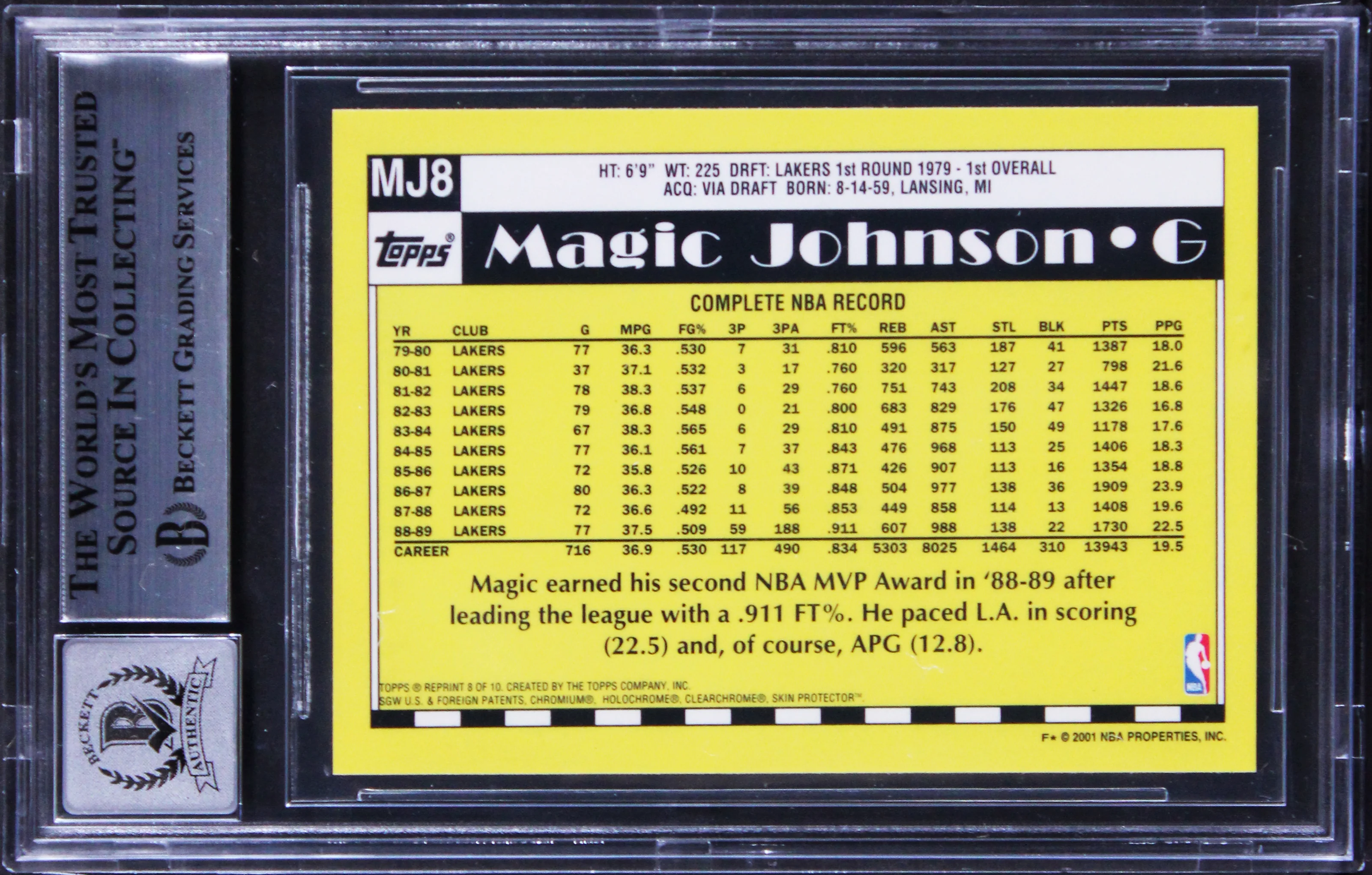 Lakers Magic Johnson Signed 2000 Topps Chrome #MJ8 Card Auto 10! BAS Slabbed - Image 3