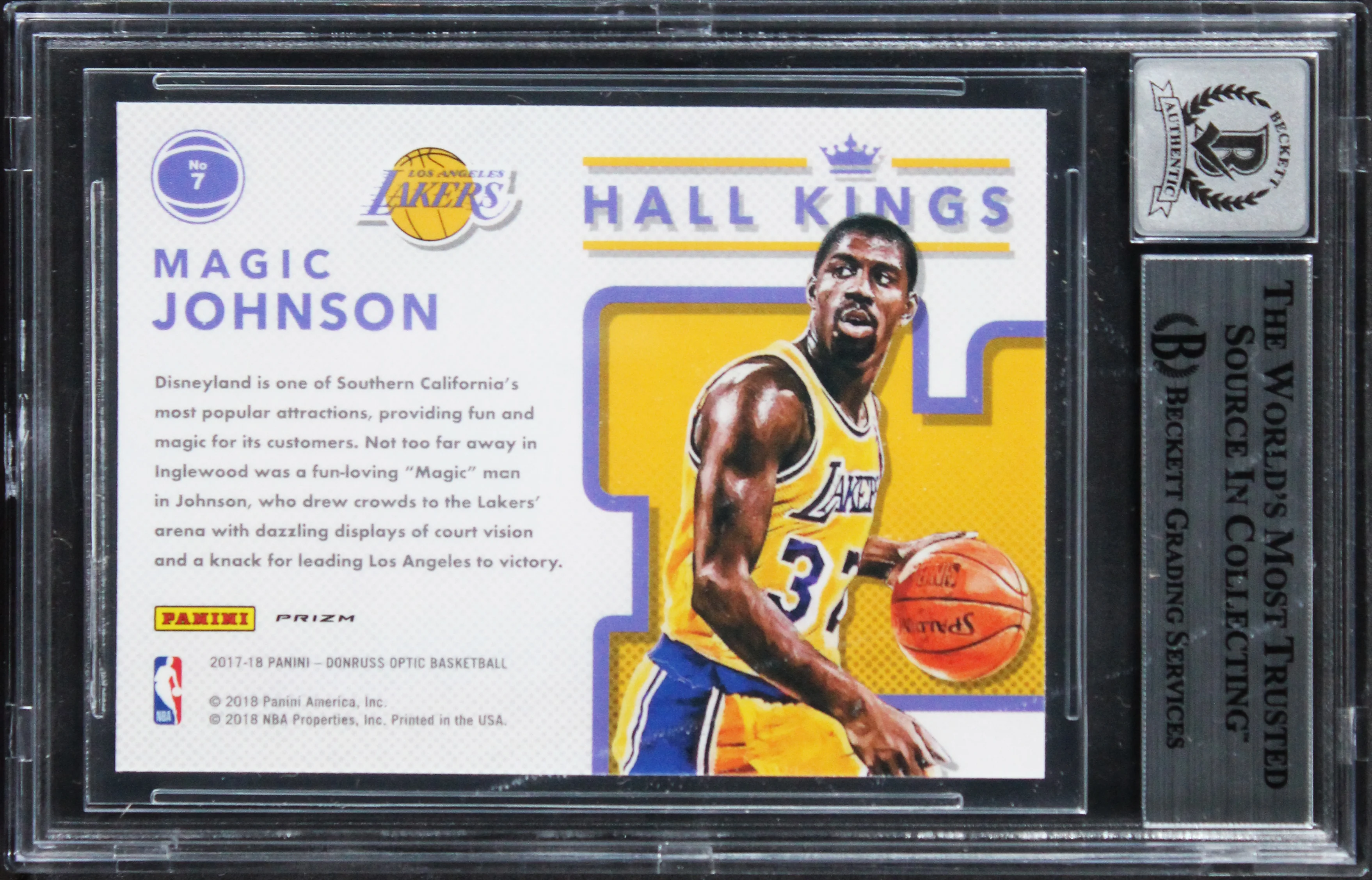 Lakers Magic Johnson Signed 2017 Donruss Optic HK Holo #7 Card Auto 10! BAS Slab - Image 3