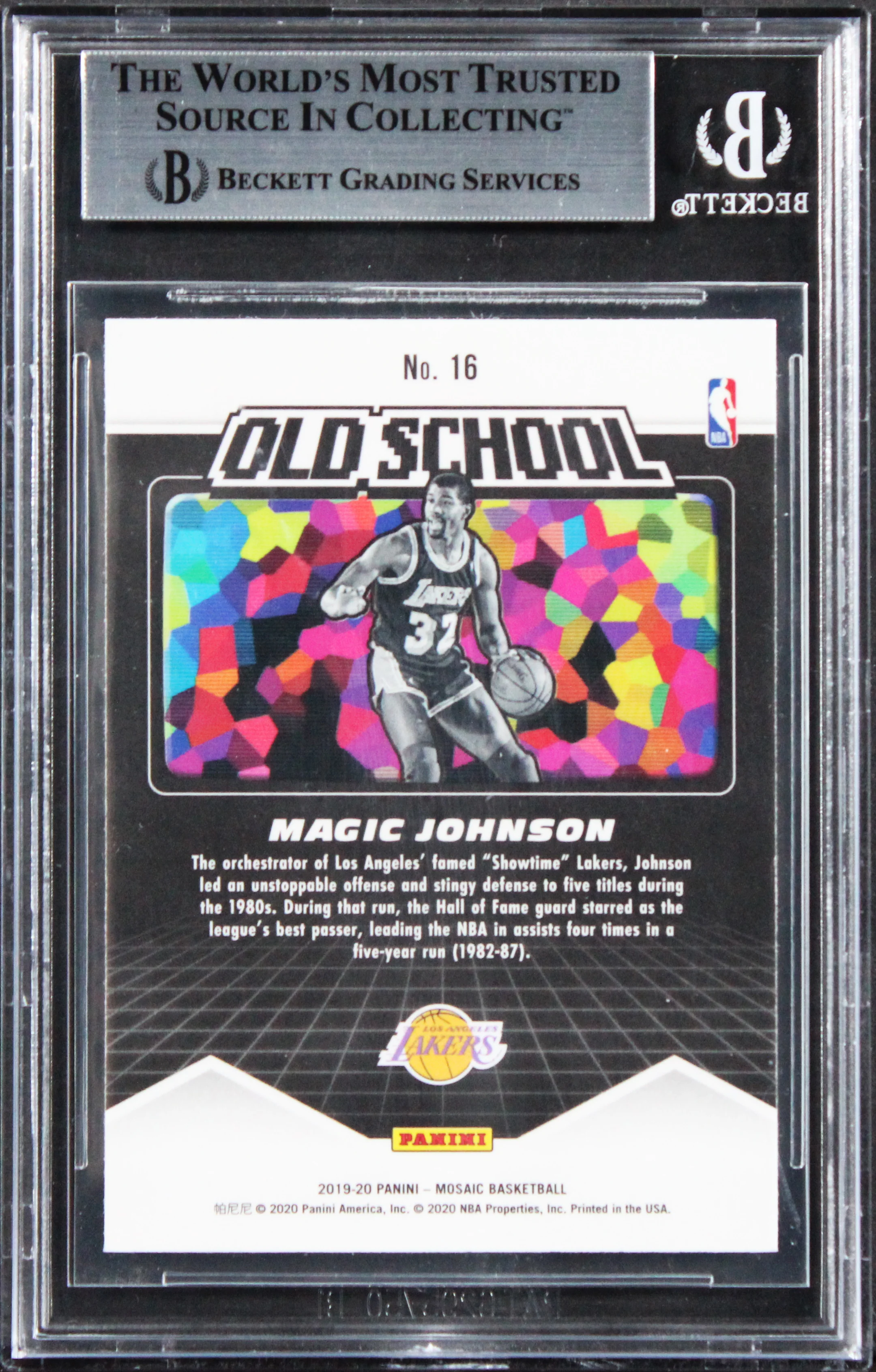 Lakers Magic Johnson Signed 2019 Panini Mosaic Old School #16 Card BAS Slabbed - Image 3