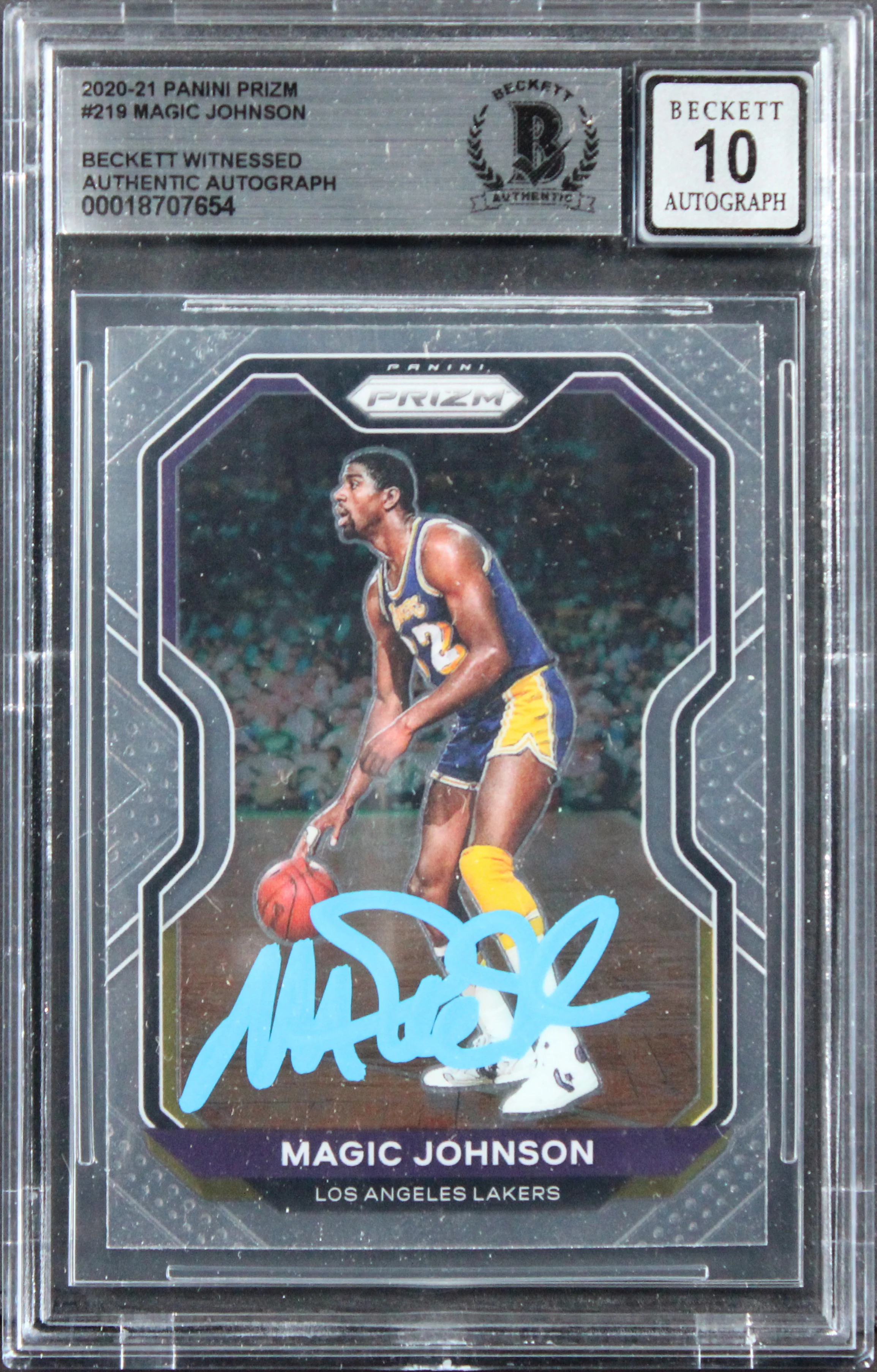 Lakers Magic Johnson Signed 2020 Panini Prizm #219 Card Auto GM 10! BAS Slabbed - Image 2