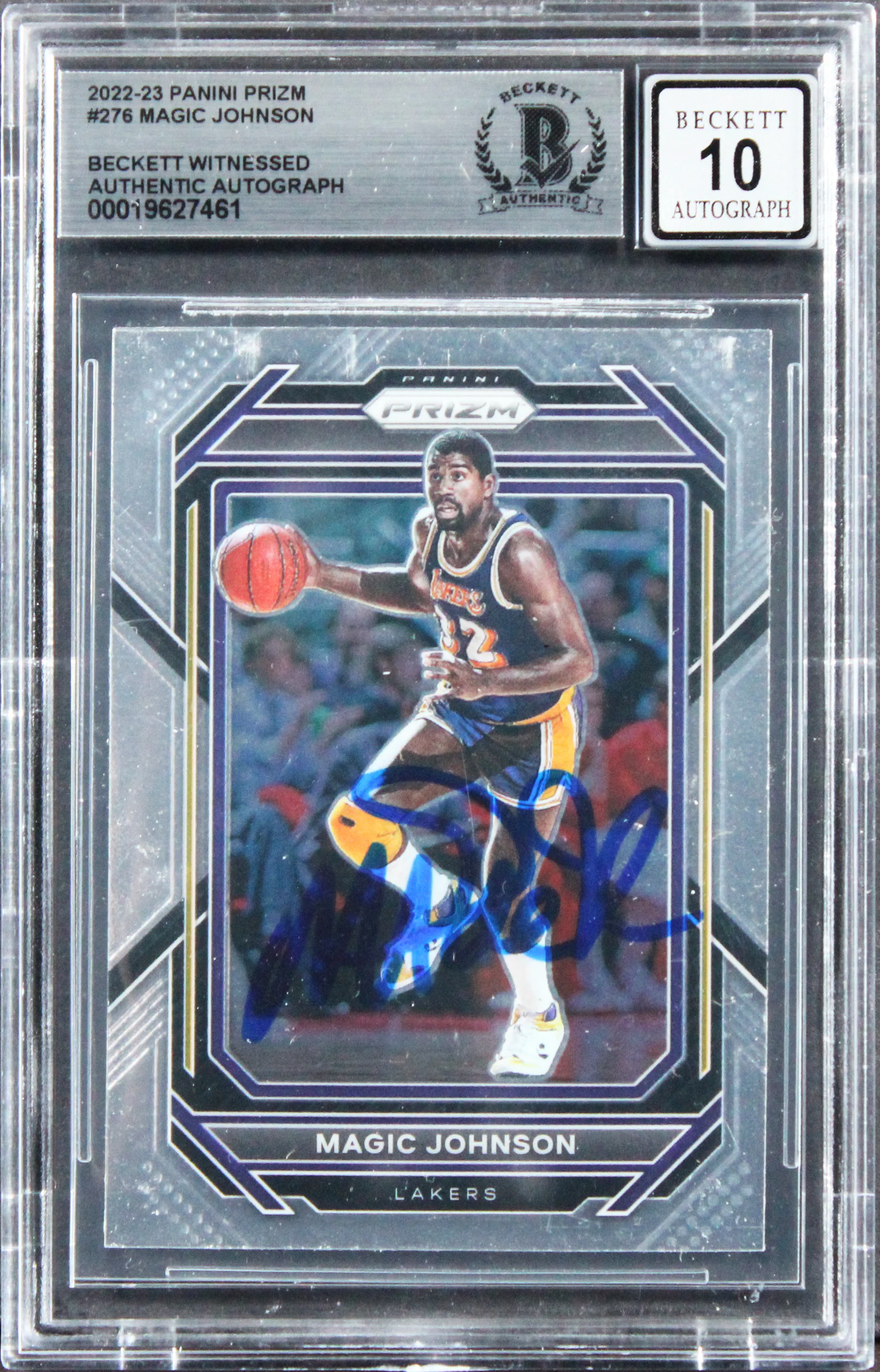 Lakers Magic Johnson Signed 2022 Panini Prizm #276 Card Auto 10! BAS Slabbed - Image 2