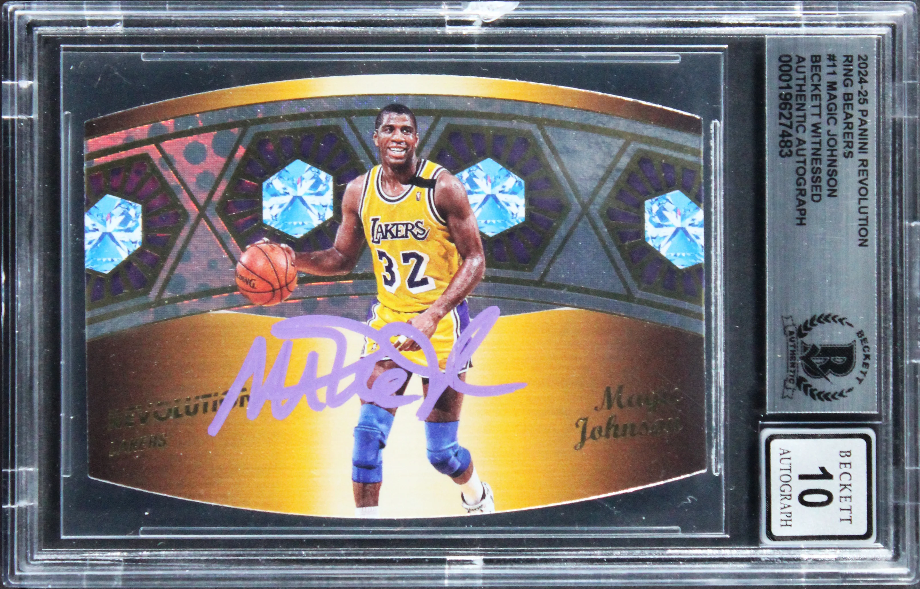 Lakers Magic Johnson Signed 2024 Panini Revolution #11 Card Auto 10! BAS Slabbed - Image 2