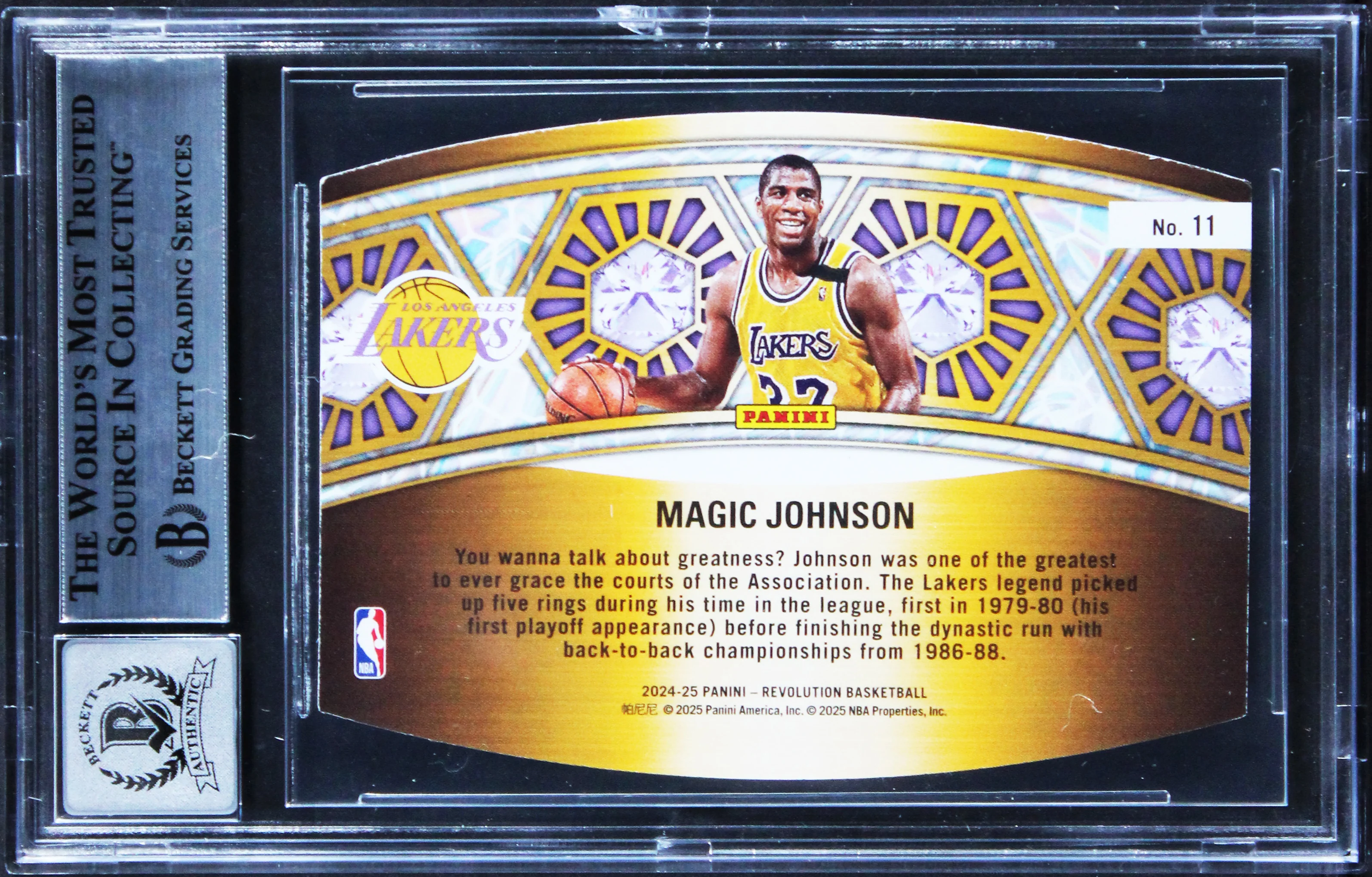 Lakers Magic Johnson Signed 2024 Panini Revolution #11 Card Auto 10! BAS Slabbed - Image 3