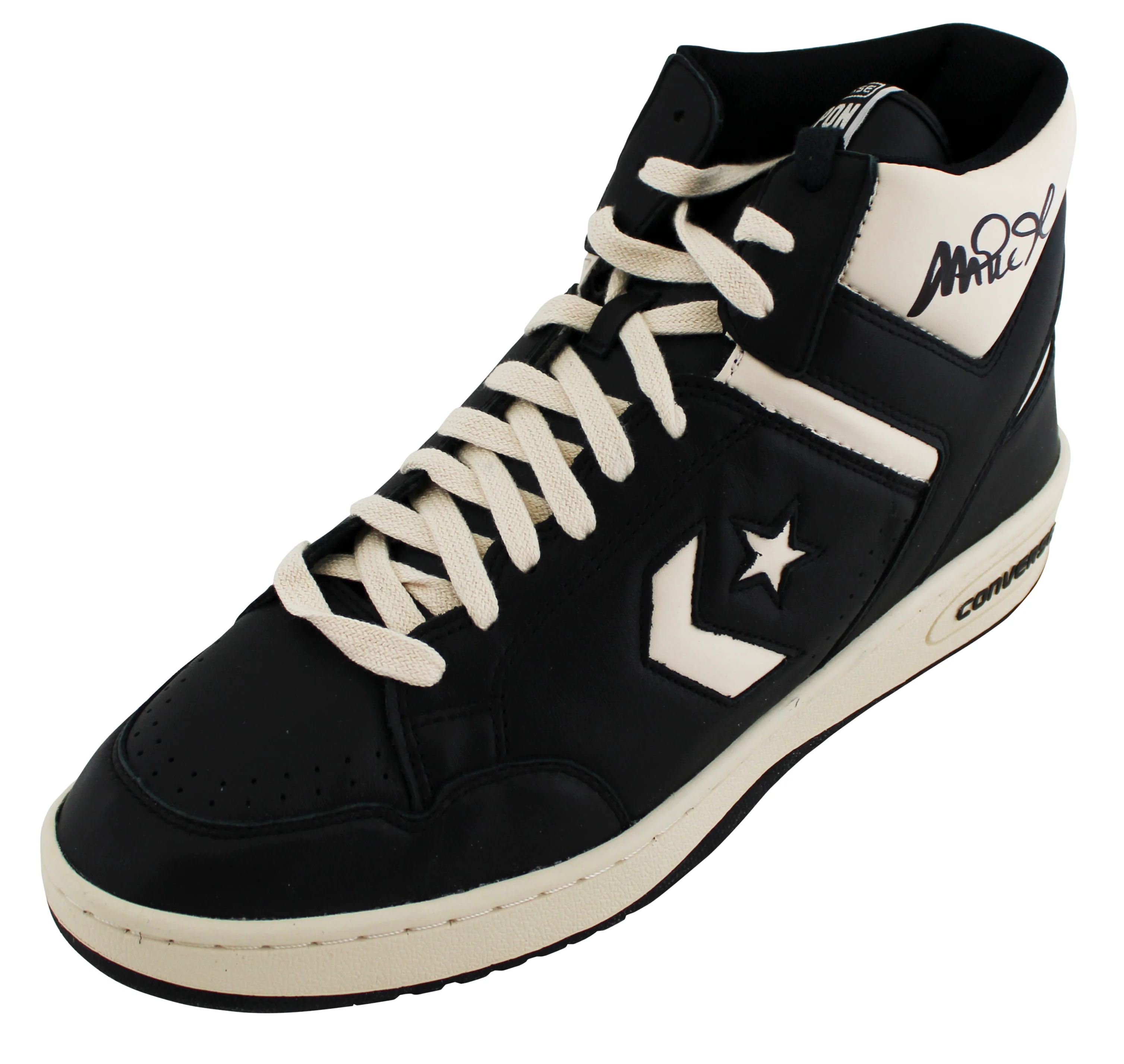 Lakers Magic Johnson Signed Left B&W Converse Weapon Shoe W/ Case BAS Witness 3 - Image 5