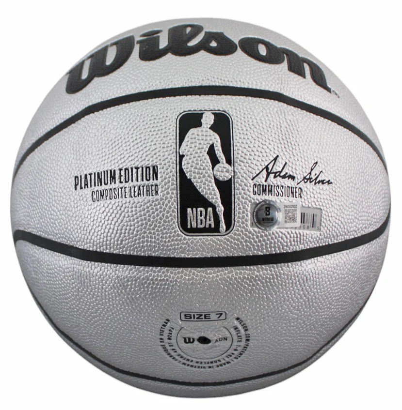 Lakers Magic Johnson Signed Silver Wilson Basketball W/ Case BAS Witnessed - Image 6