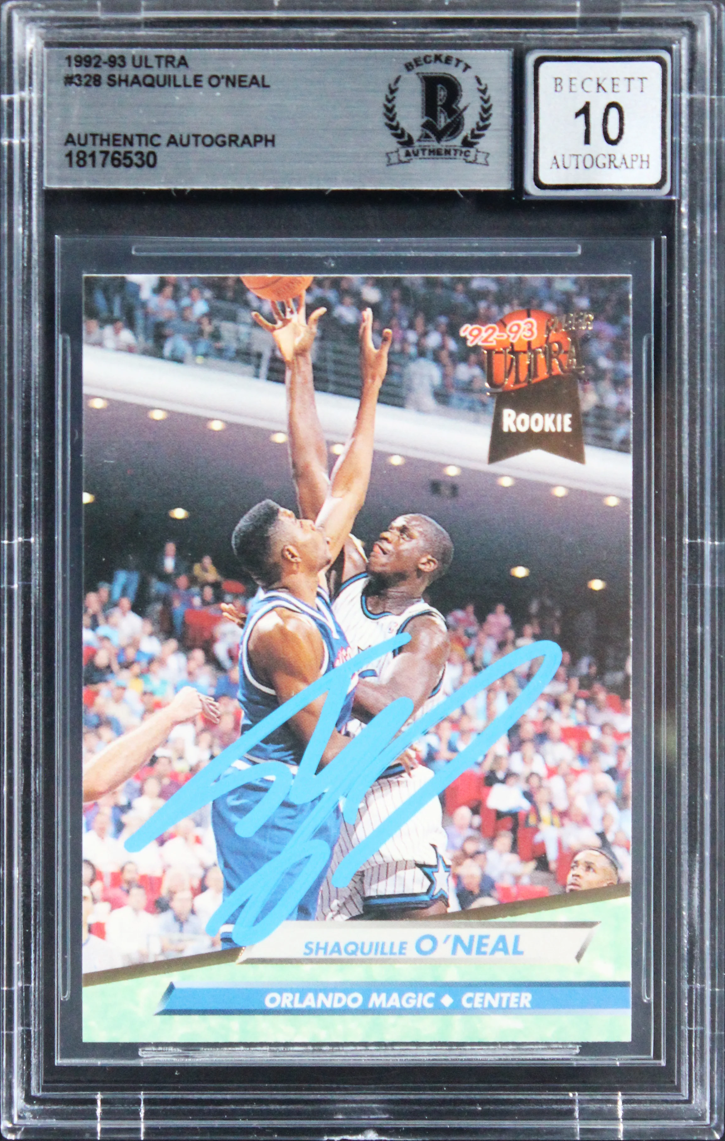 Lakers Shaquille O'Neal Signed 1992 Ultra #328 Rookie Card Auto 10! BAS Slabbed - Image 2