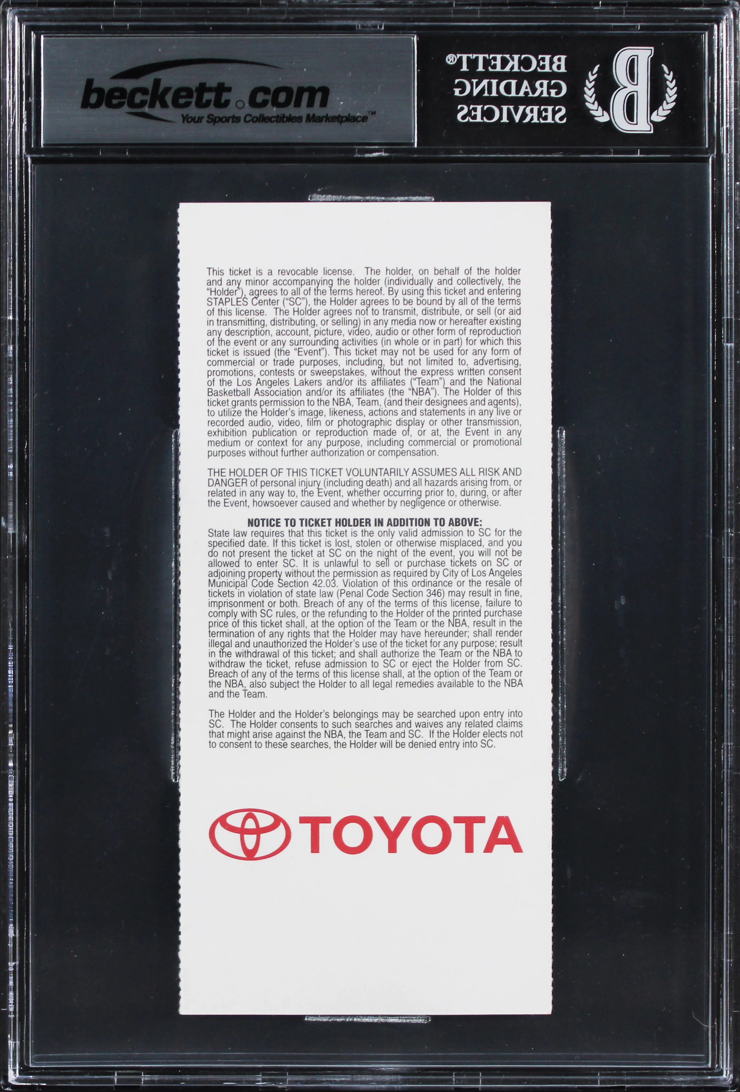 Lakers Shaquille O'Neal Signed 4/2/2013 DAL Vs LAL Full Ticket Stub BAS Slabbed - Image 3