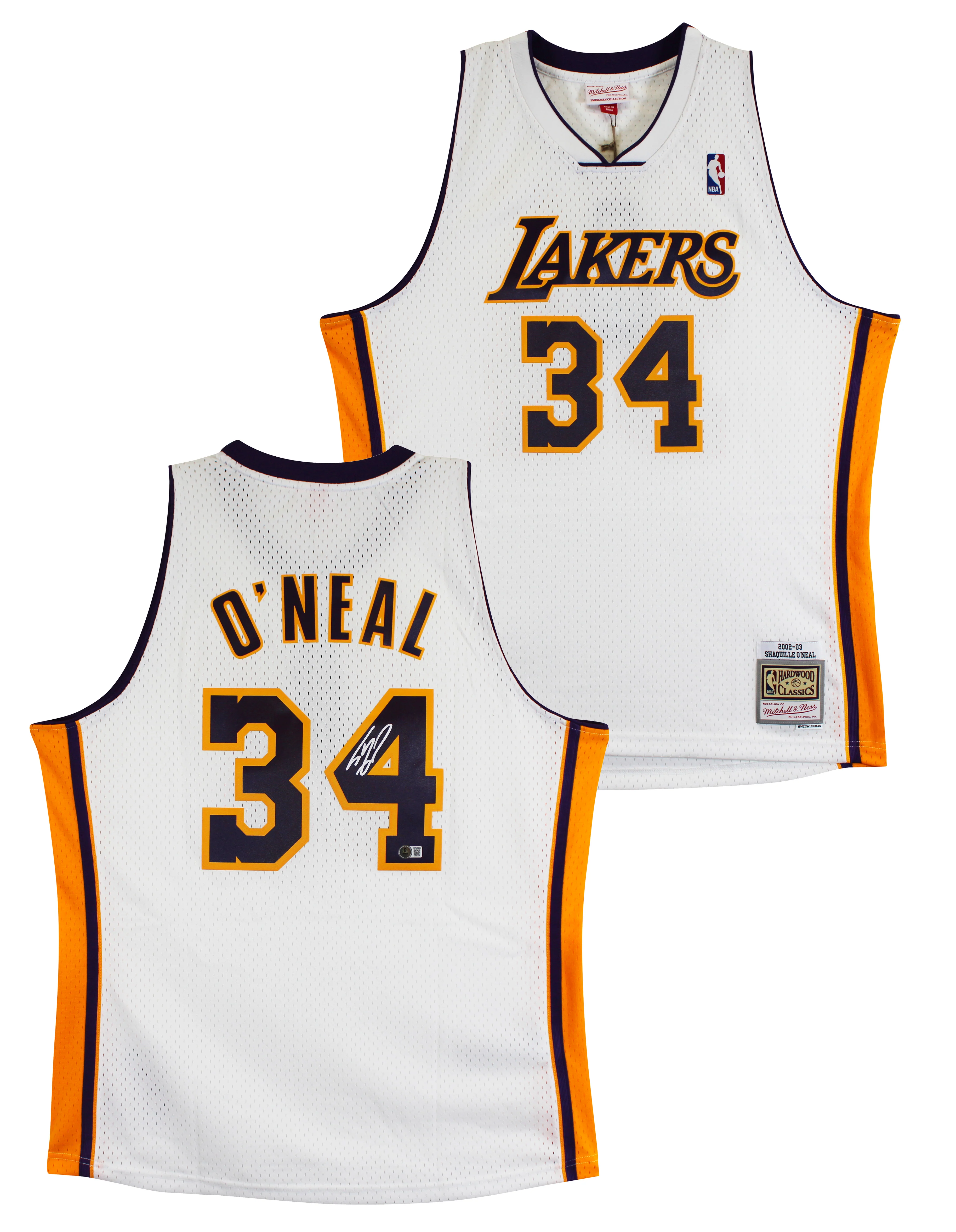 Lakers Shaquille O'Neal Signed White M&N 02-03 TB HWC Swingman Jersey BAS Wit - Image 2