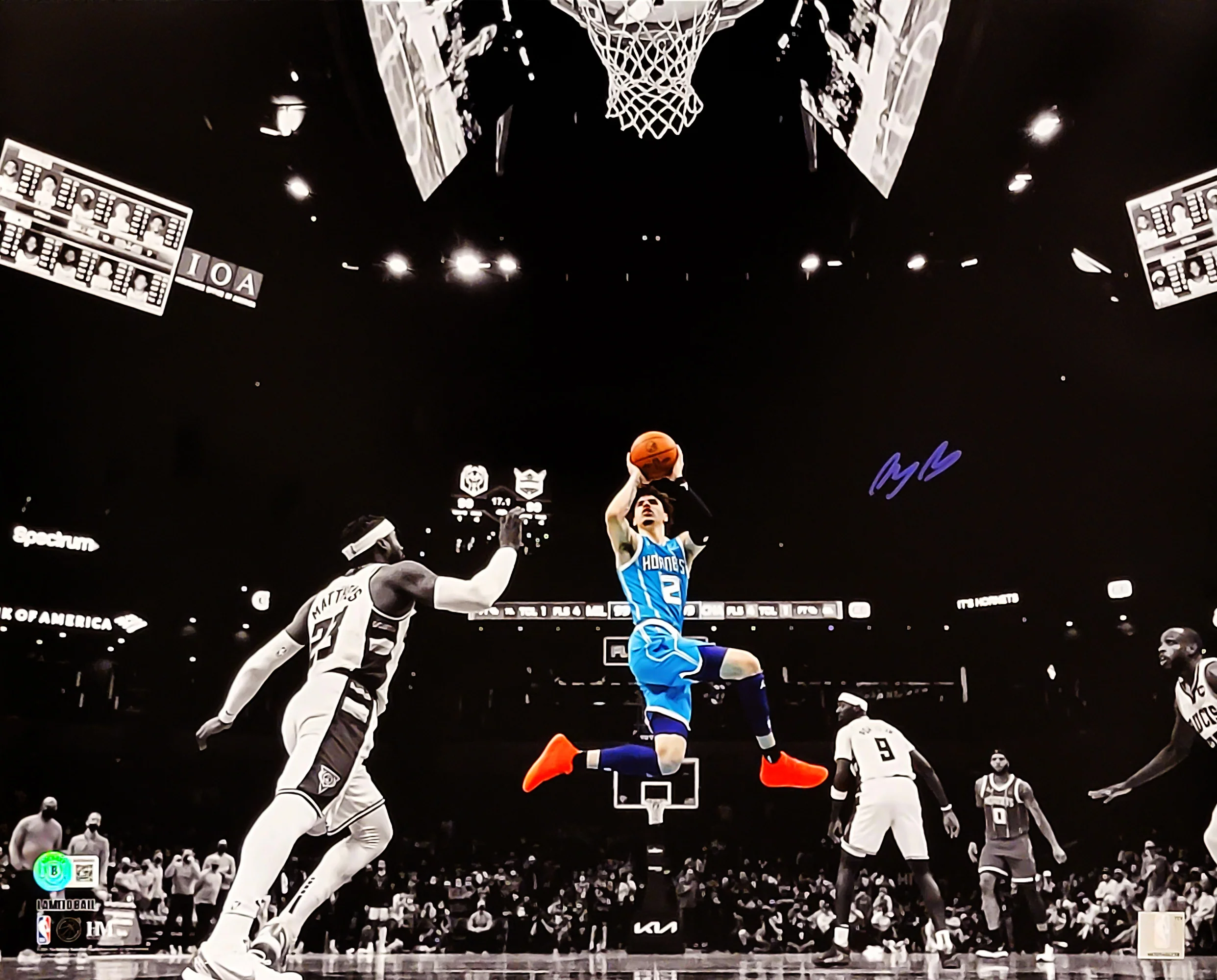 LaMelo Ball Autographed 16x20 Photo Charlotte Hornets Beckett BAS QR Stock #209477