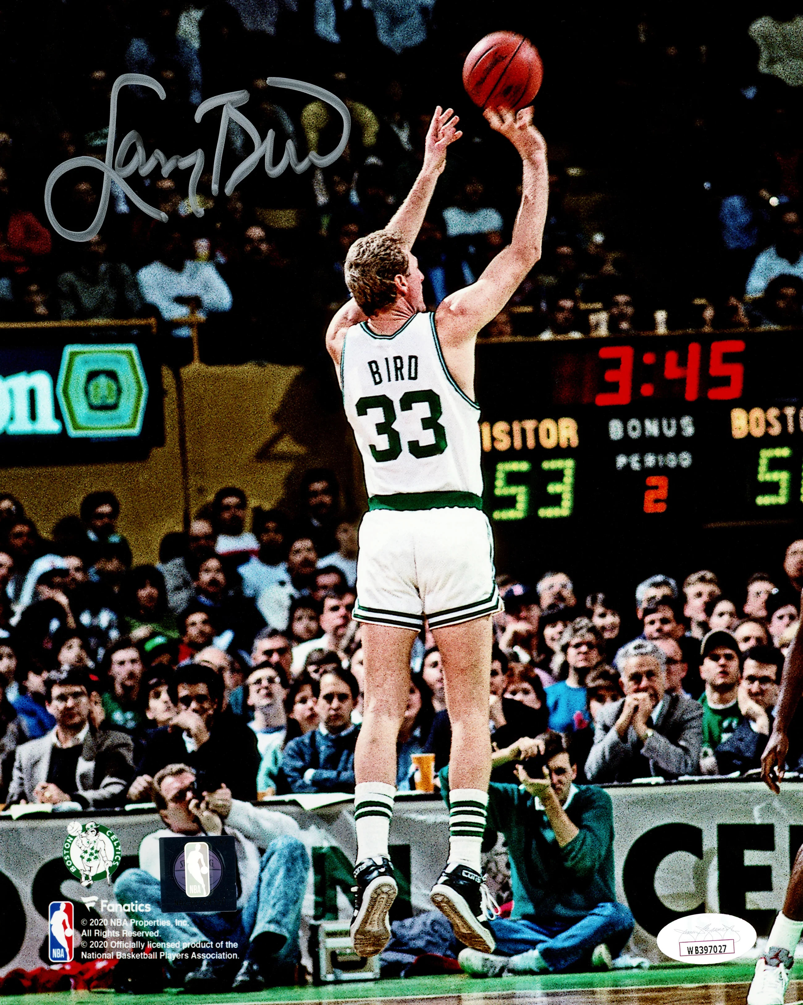 Larry Bird Autographed 8x10 Photo Boston Celtics JSA Stock #230033