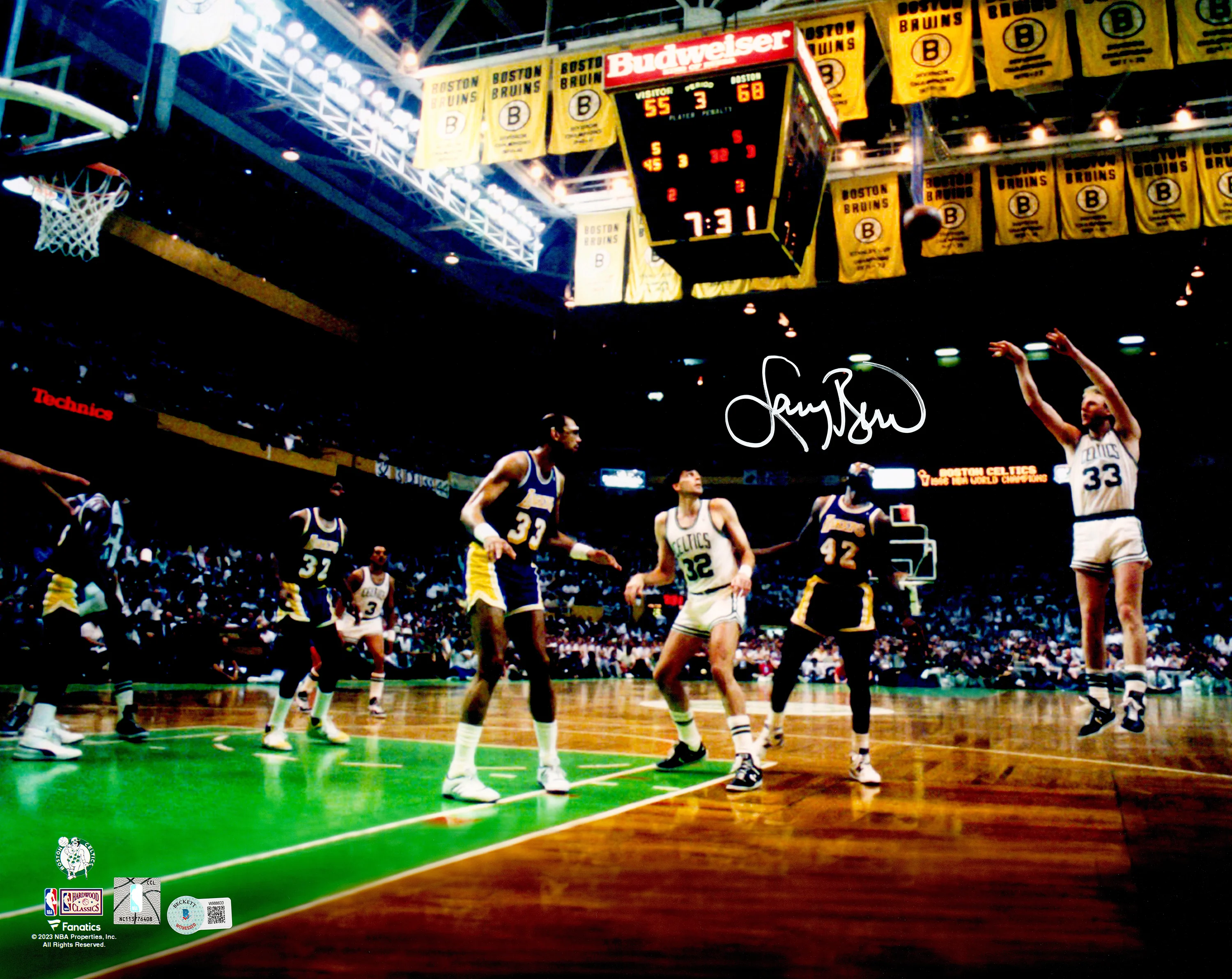 Larry Bird Autographed Framed 16x20 Photo Boston Celtics Beckett BAS Witness Stock #254250 - Image 2