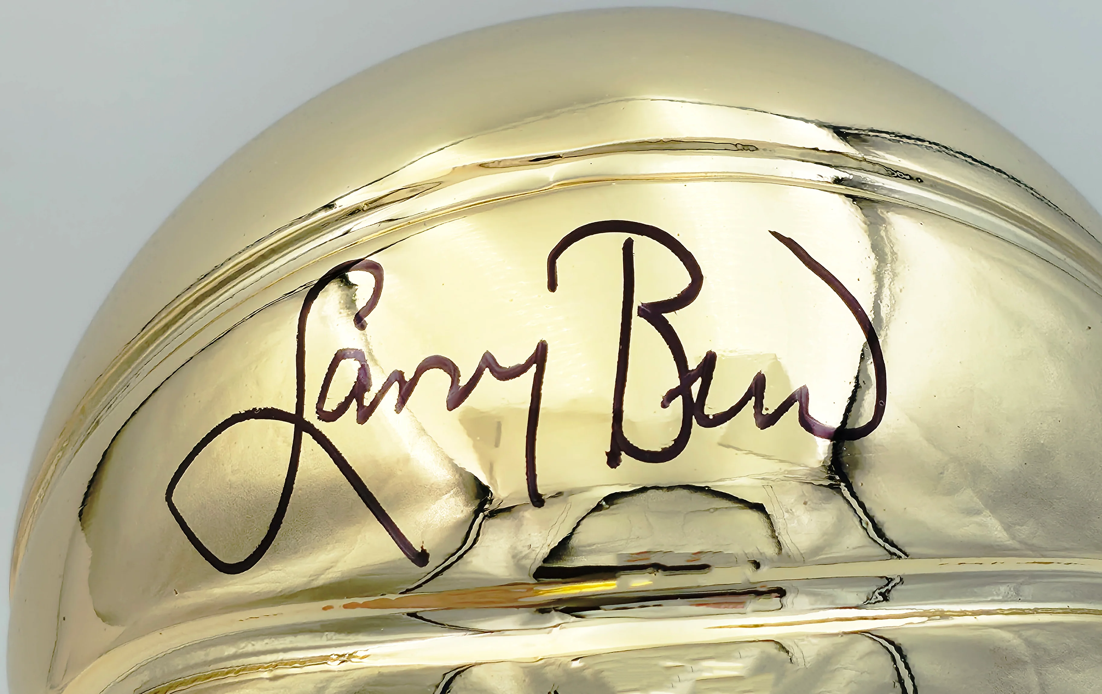 Larry Bird Autographed Gold Fanatics Mini Trophy Boston Celtics "18x Champ" Box Plaque Beckett BAS Witness Stock #256921 - Image 2