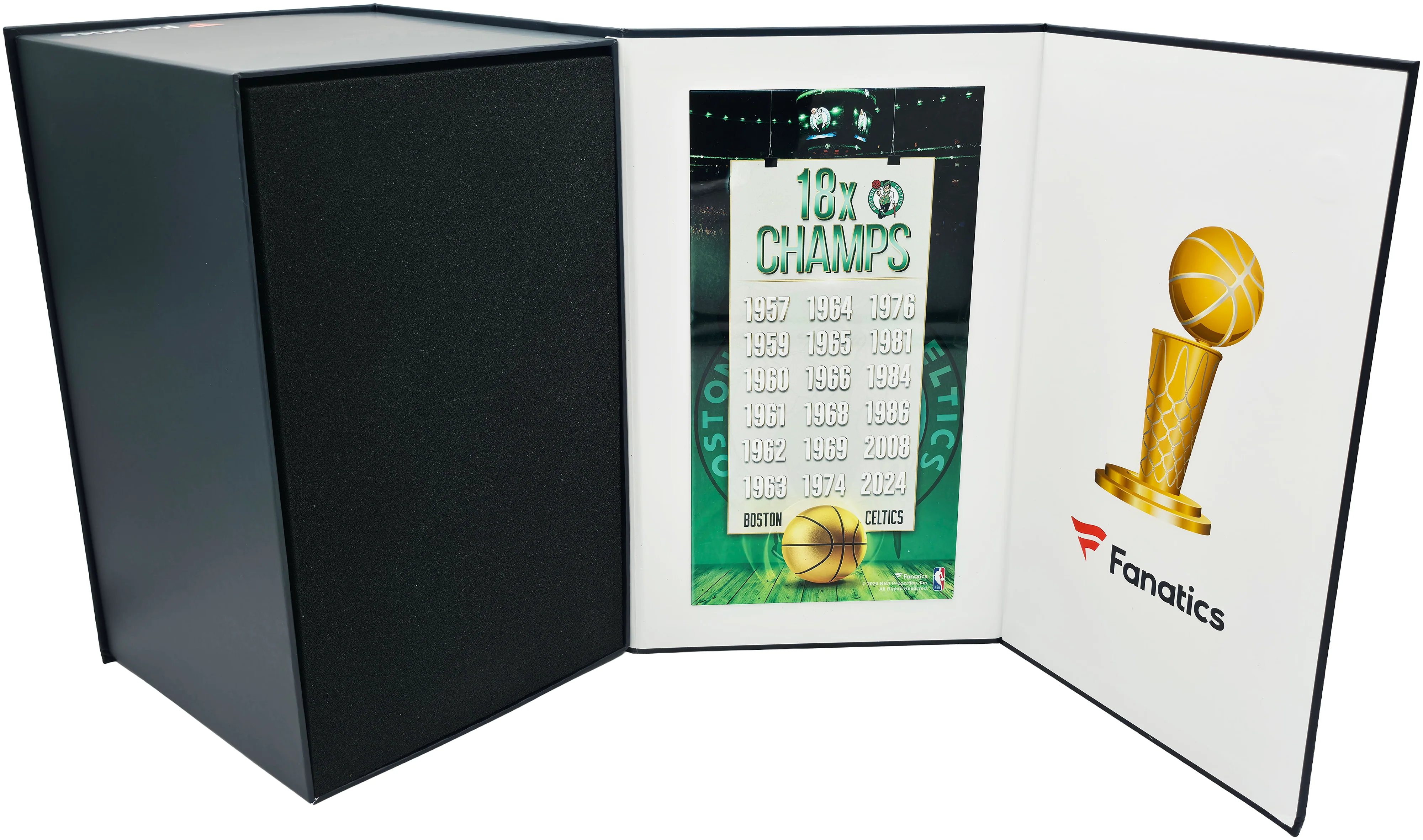 Larry Bird Autographed Gold Fanatics Mini Trophy Boston Celtics "18x Champ" Box Plaque Beckett BAS Witness Stock #256921 - Image 5