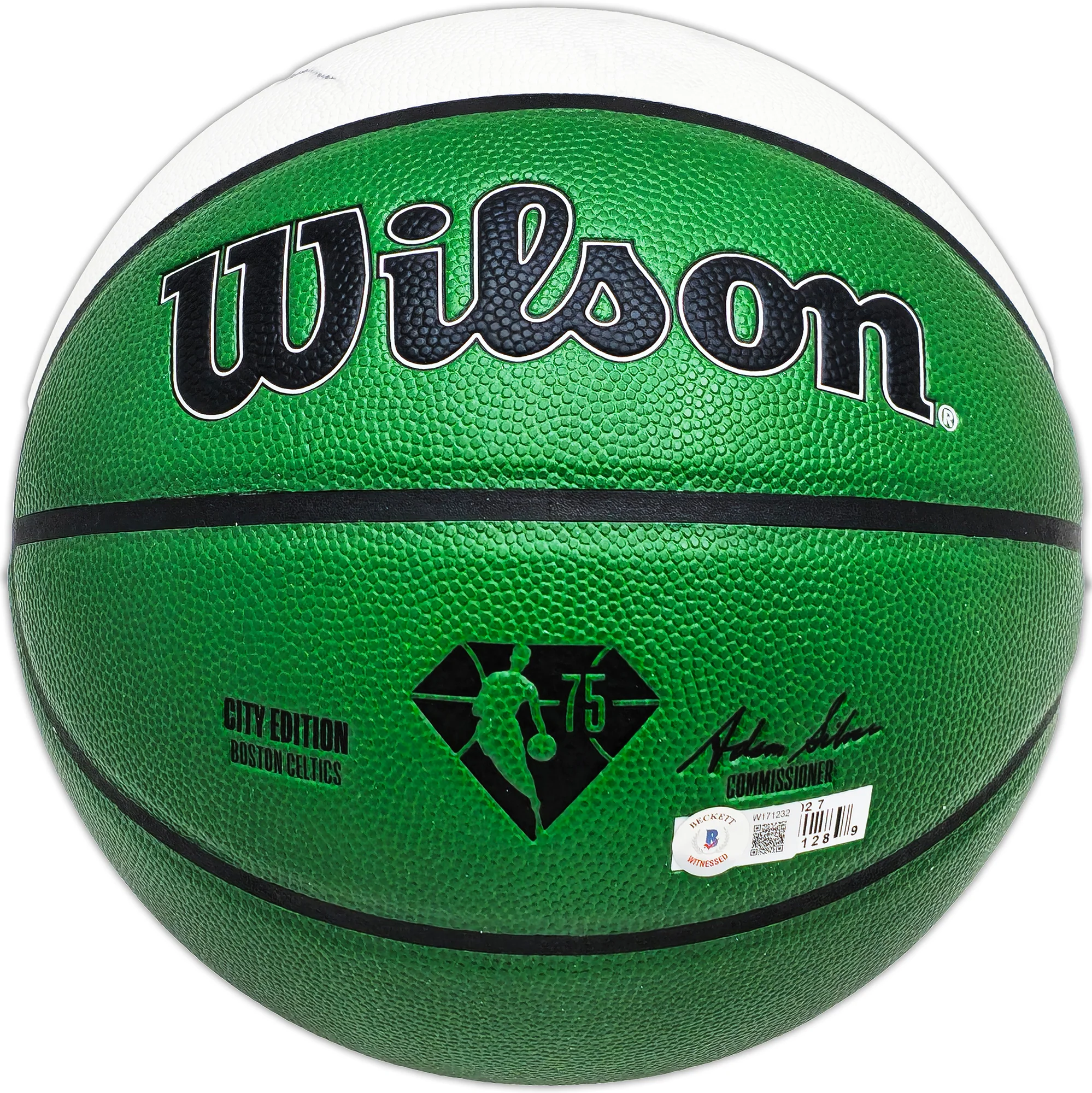 Larry Bird Autographed Green City Edition Auerbach Smoke Logo Basketball Boston Celtics Beckett BAS Witness Stock #222787 - Image 4