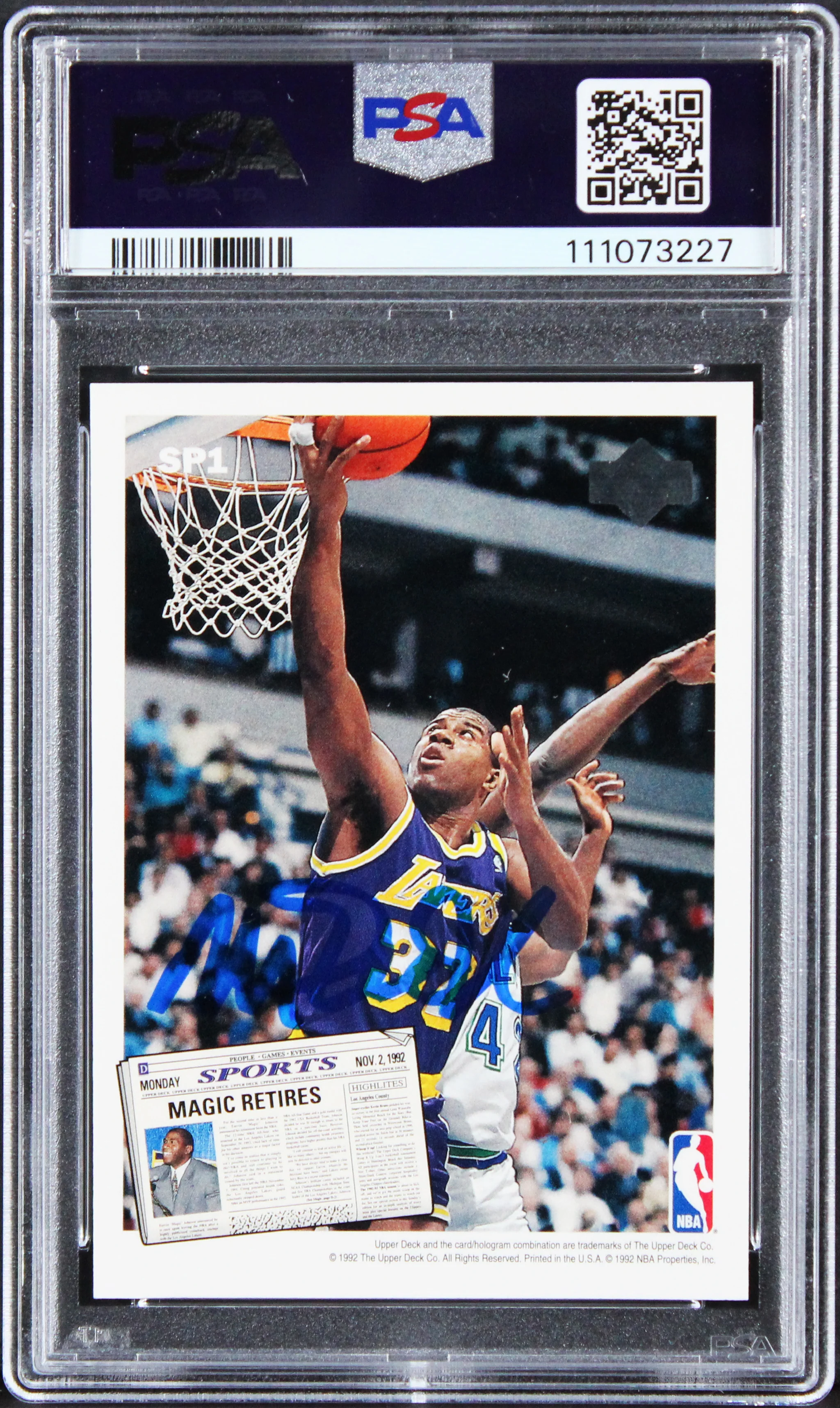 Larry Bird & Magic Johnson Signed 1992 UD #SP1 Card Mint 9! Auto 10! PSA Slabbed - Image 3