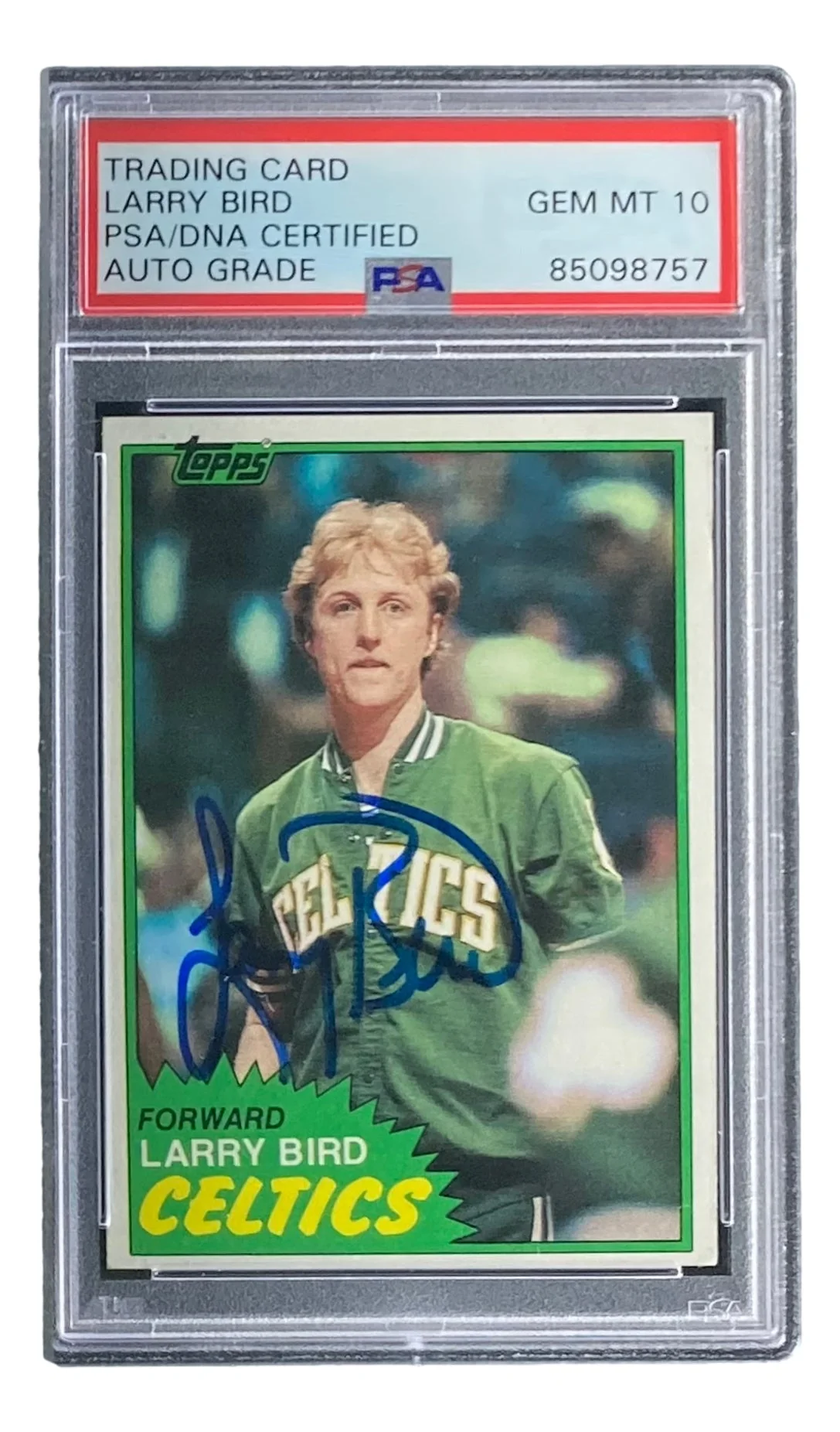 Larry Bird Signed 1981 Topps #4 Celtics Trading Card PSA/DNA Auto Gem MT 10 - Image 3