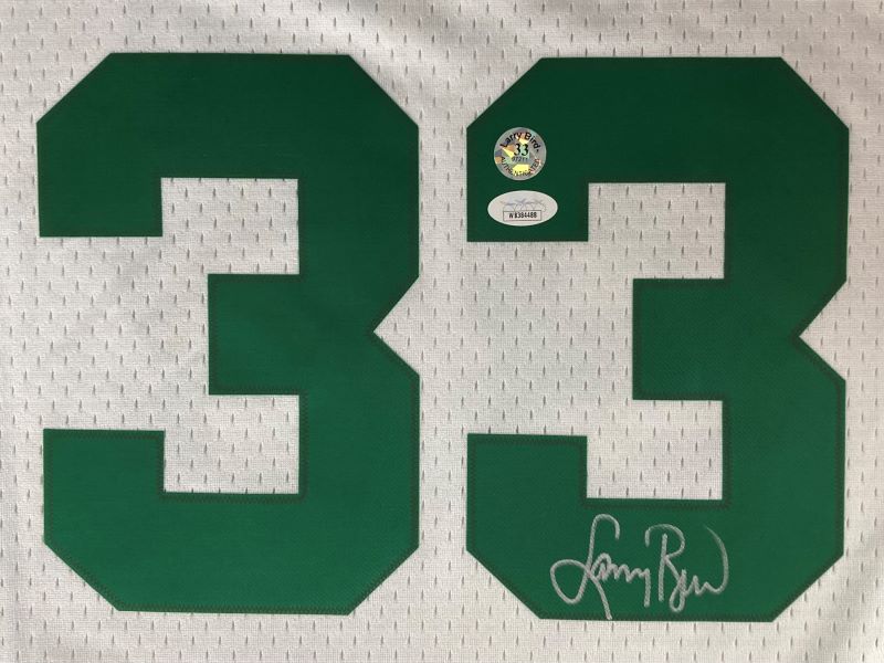 Larry Bird Signed Celtics White M&N Hardwood Classics Swingman Jersey JSA - Image 2