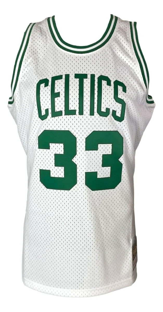 Larry Bird Signed Celtics White M&N Hardwood Classics Swingman Jersey JSA - Image 3