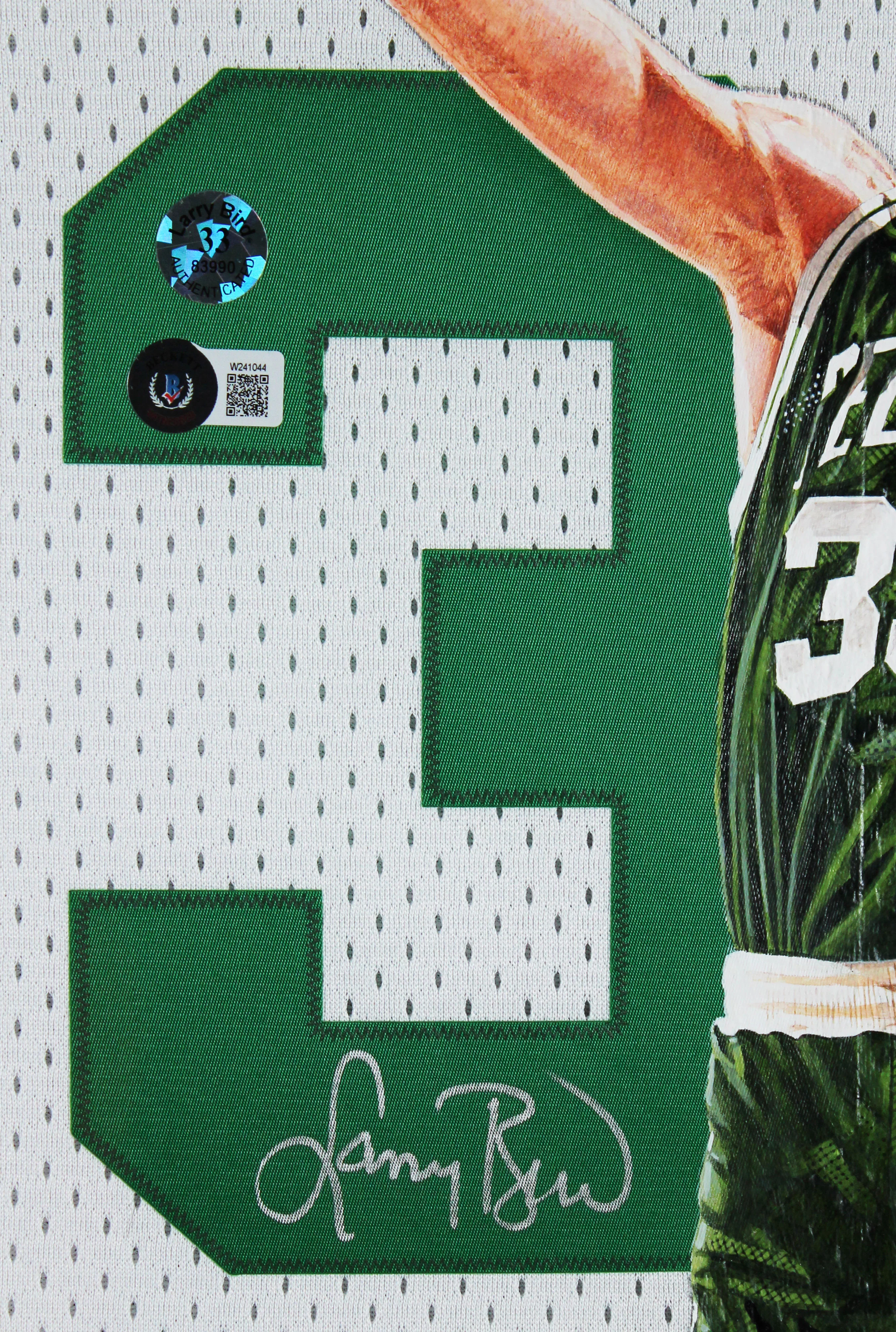 Larry Bird Signed Hand Painted LE 1/1 By William Zavala Framed Jersey BAS Wit - Image 4
