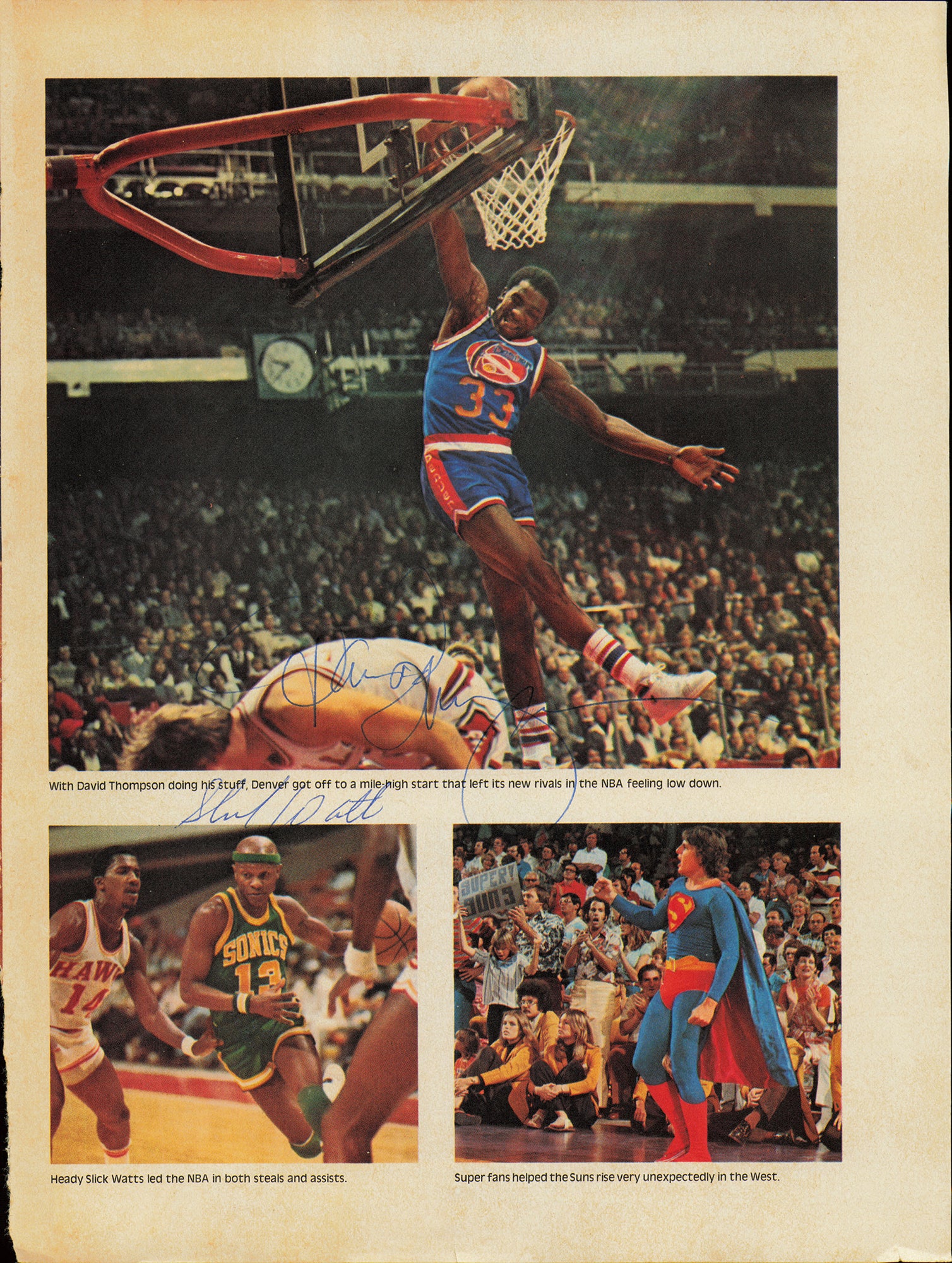 Larry O'Brien, Bob McAdoo & David Thompson Autographed 8x11 Magazine Page Photo Beckett BAS #AE08250 - Image 2