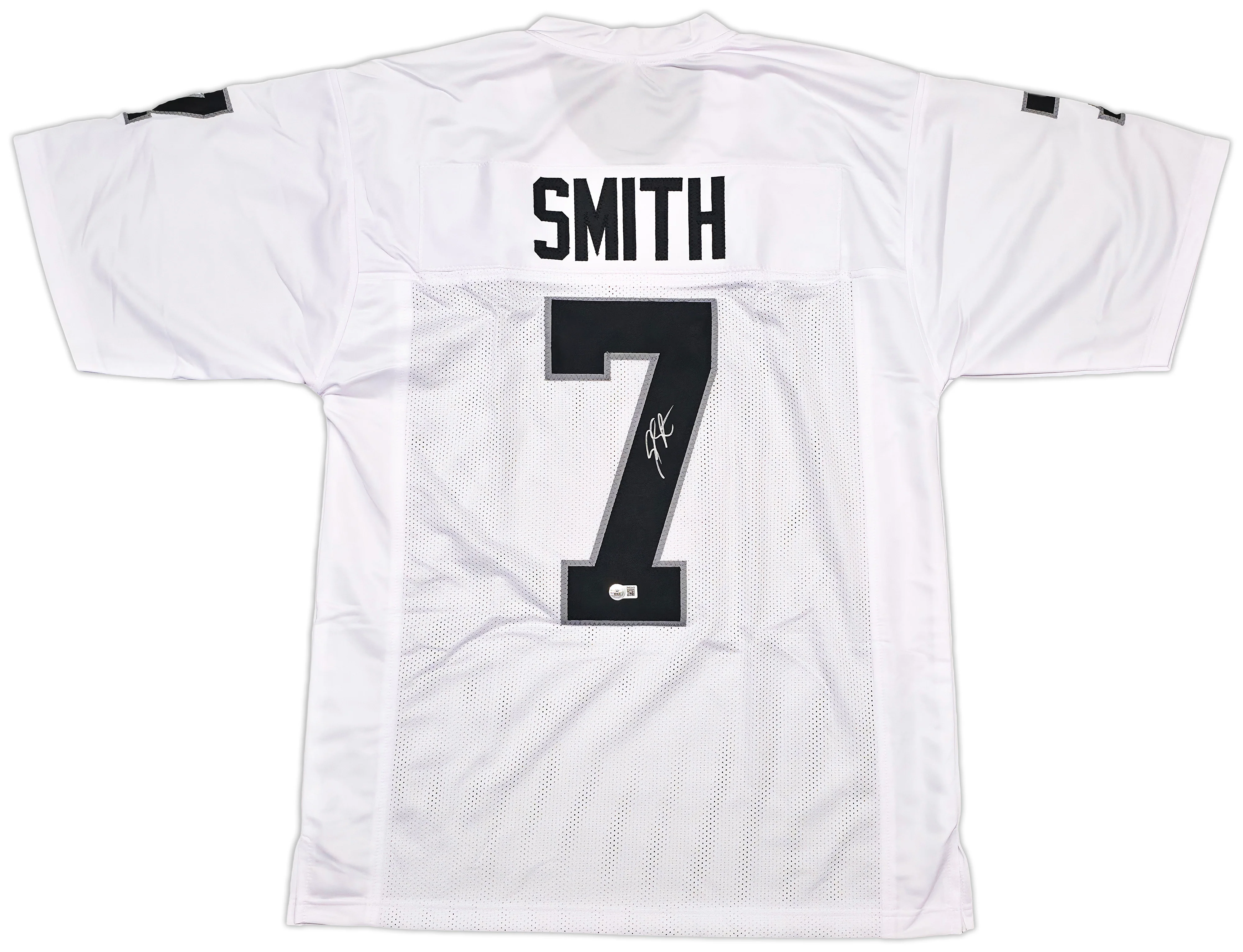 Las Vegas Raiders Geno Smith Autographed White Jersey Beckett BAS Witness Stock #253487 - Image 2