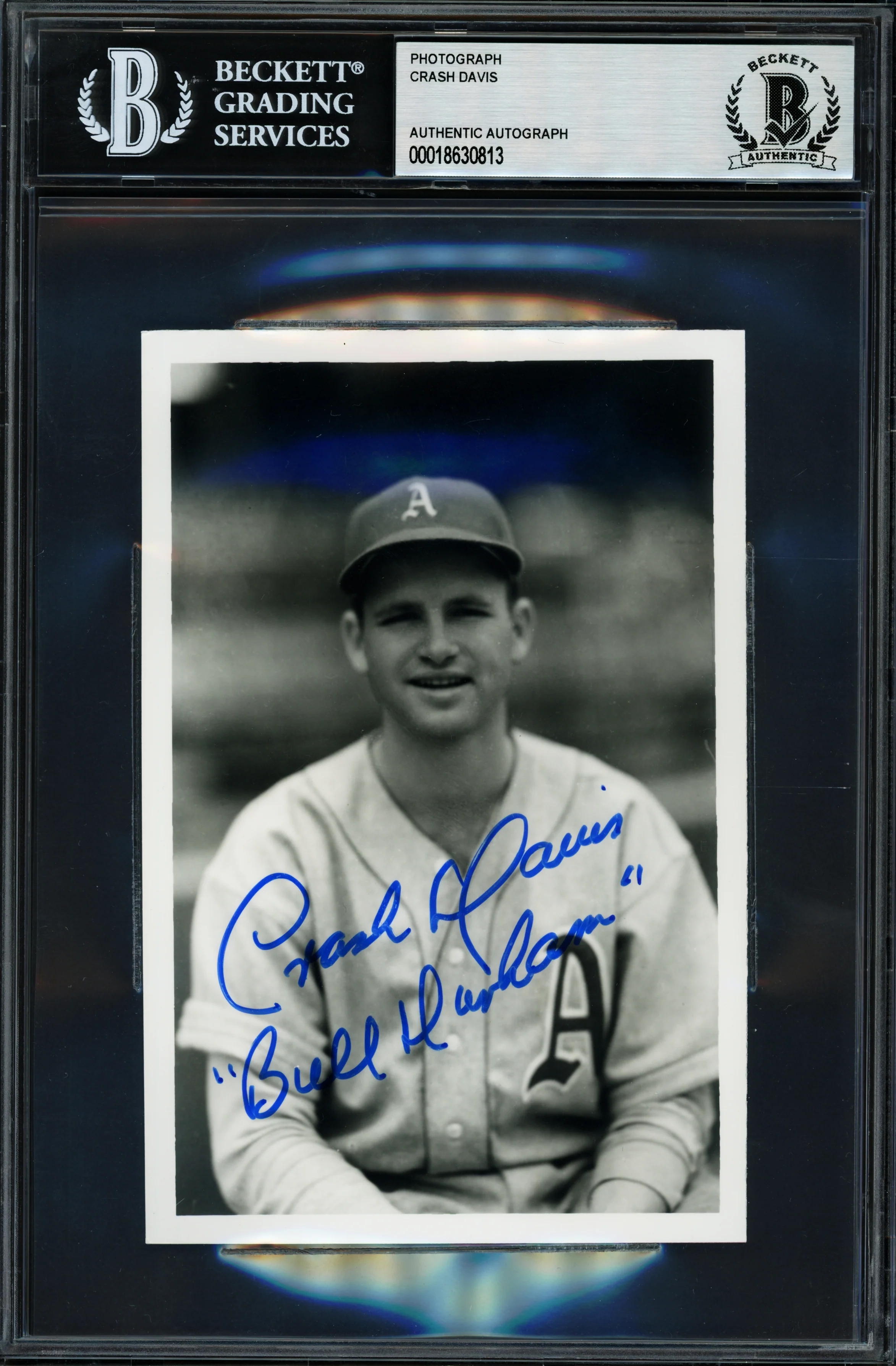 Lawrence Crash Davis Autographed 4x6 Photo Philadelphia A's "Bull Durham" Beckett BAS #18630813