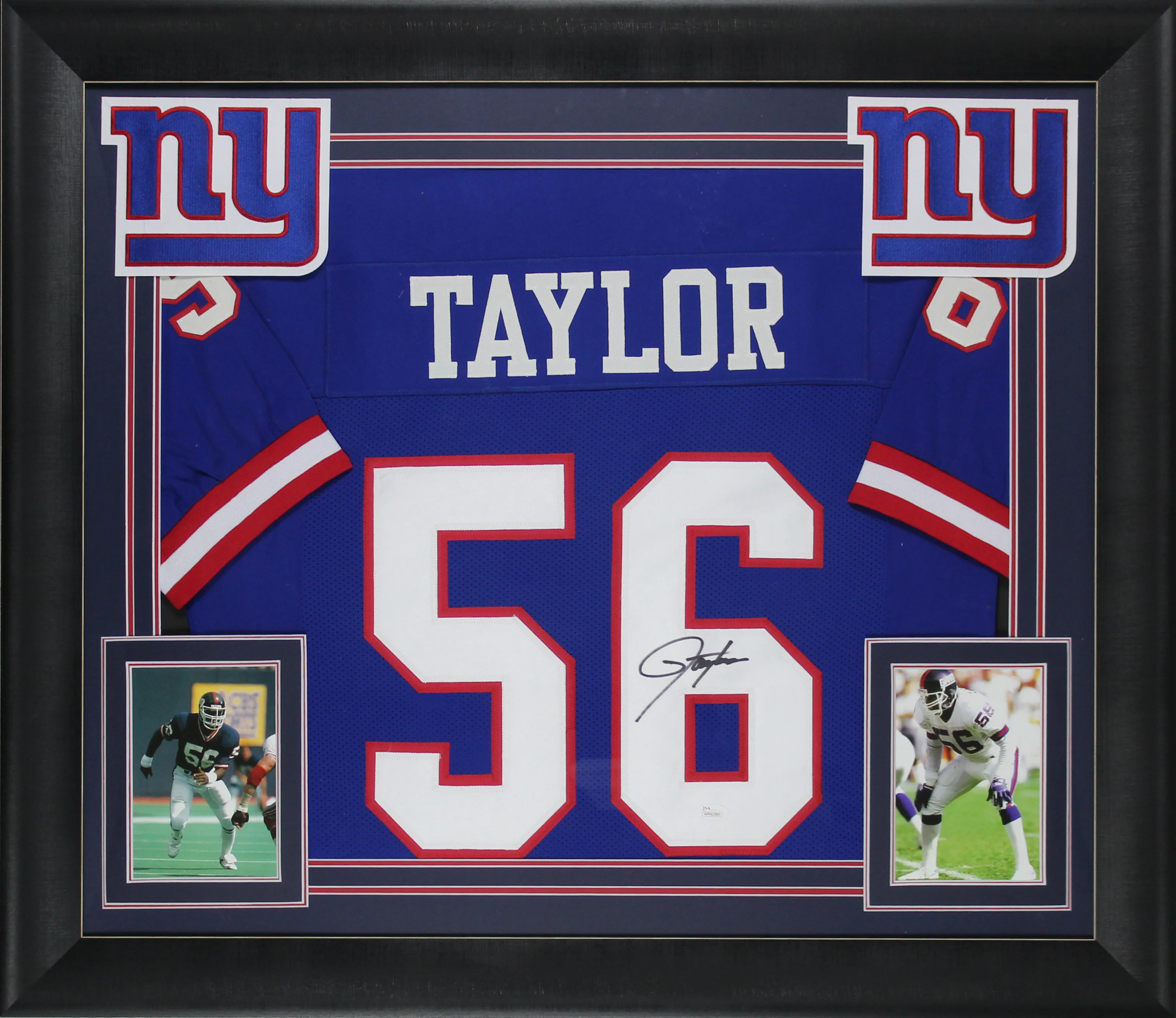 Lawrence Taylor Authentic Signed Blue Pro Style Framed Jersey BAS or JSA Wit - Image 2