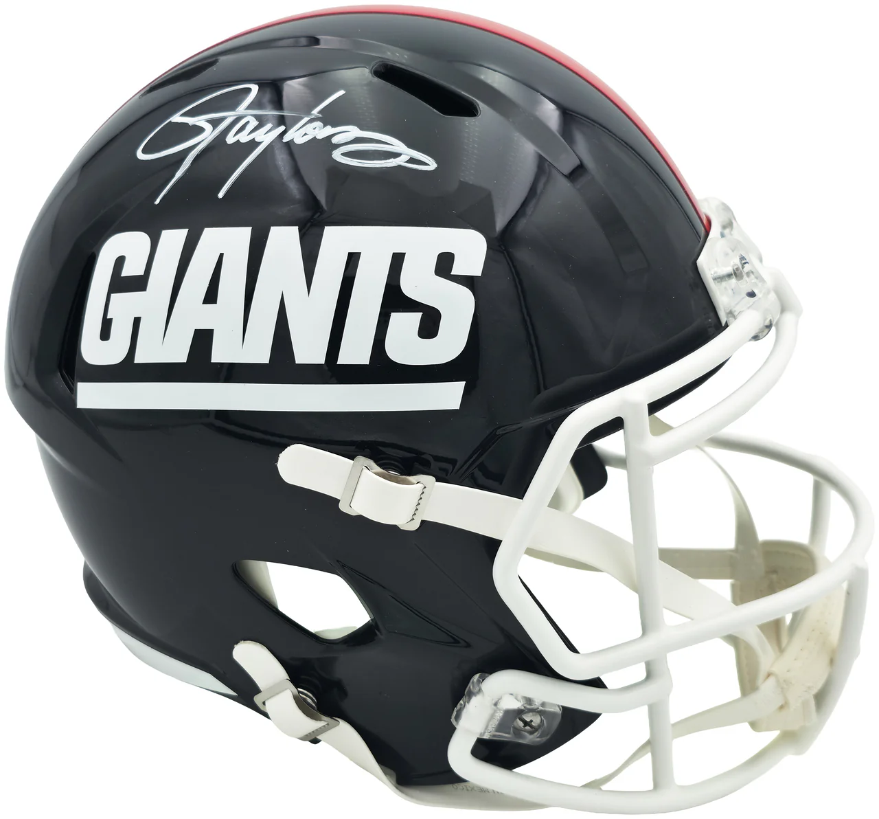 Lawrence Taylor Autographed New York Giants Blue 1980-99 Throwback Full Size Speed Replica Helmet Beckett BAS Witness Stock #261939