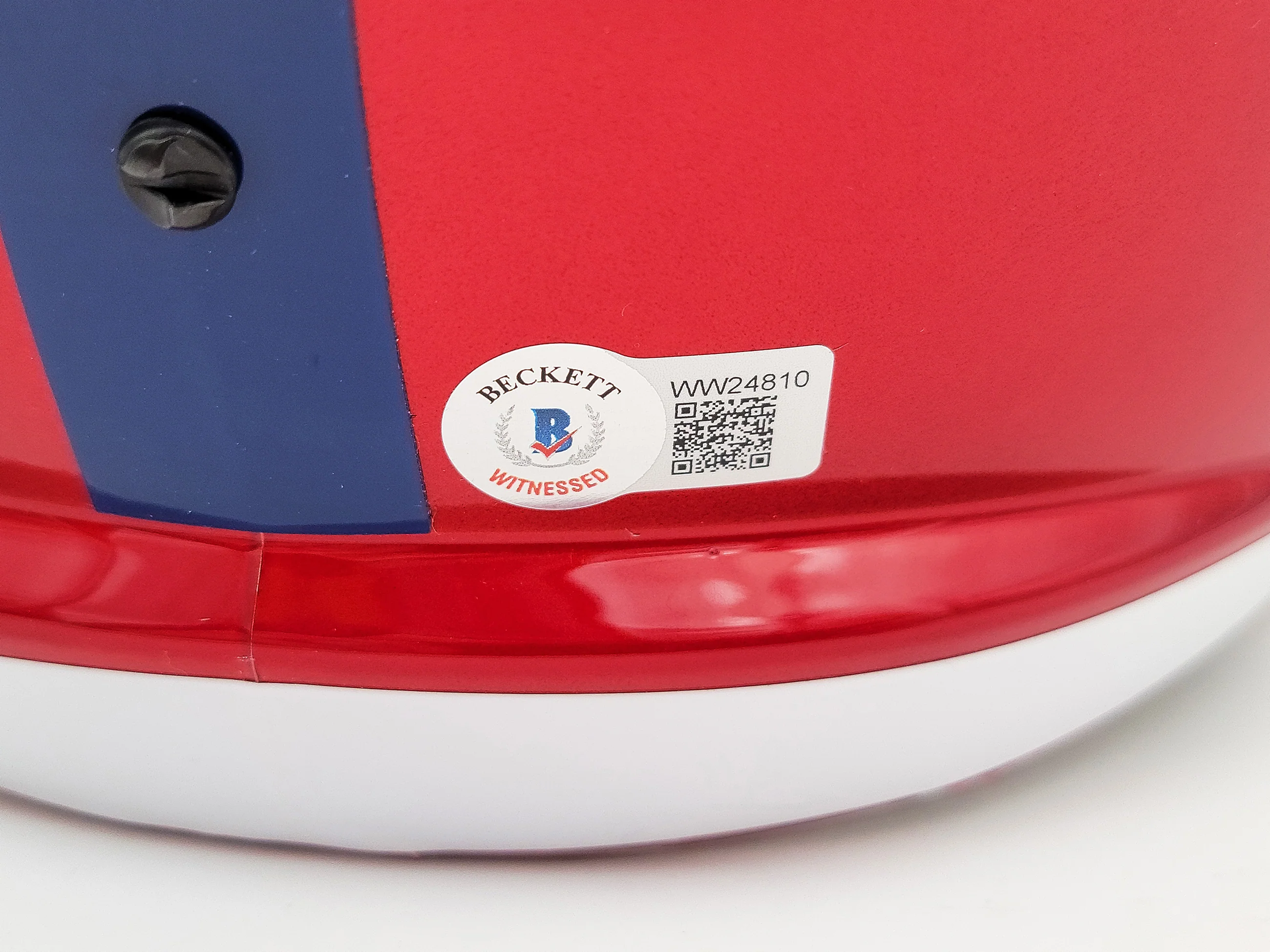 Lawrence Taylor & Saquon Barkley Autographed New York Giants Flash Red Full Size Replica Speed Helmet "NFL ROY" Beckett BAS QR Stock #202987 - Image 5