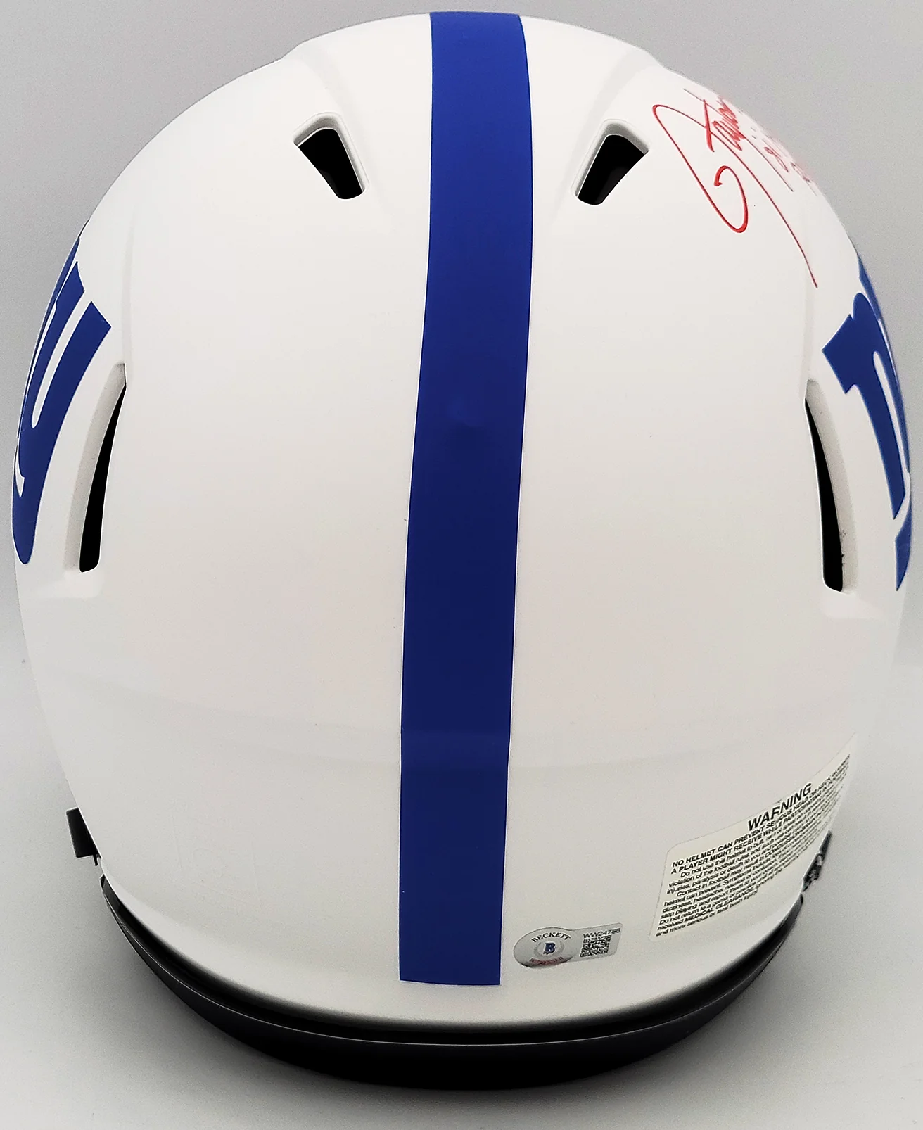 Lawrence Taylor & Saquon Barkley Autographed New York Giants Lunar Eclipse White Full Size Authentic Speed Helmet "NFL ROY" Beckett BAS QR Stock #202990 - Image 4