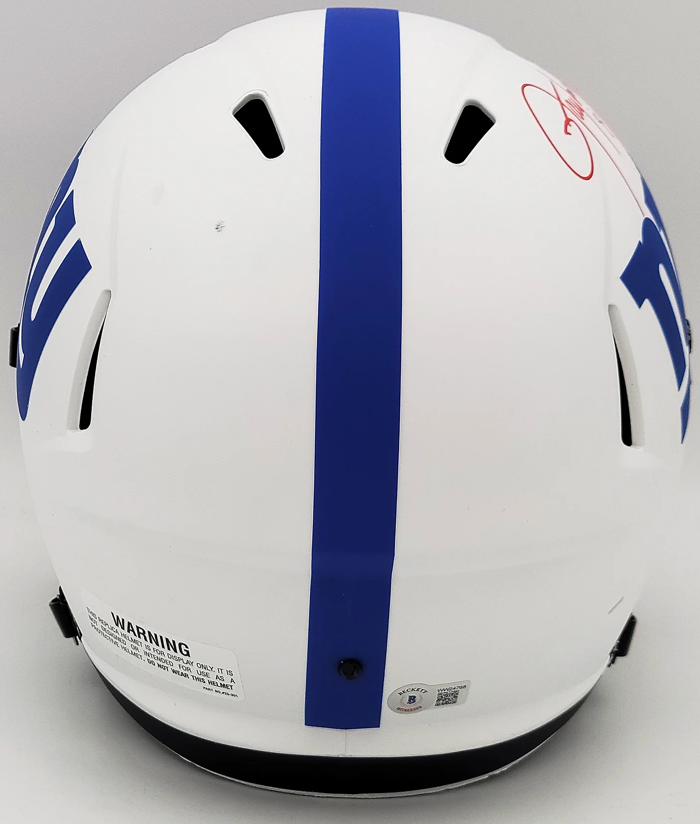 Lawrence Taylor & Saquon Barkley Autographed New York Giants Lunar Eclipse White Full Size Replica Speed Helmet "NFL ROY" Beckett BAS QR Stock #202989 - Image 4