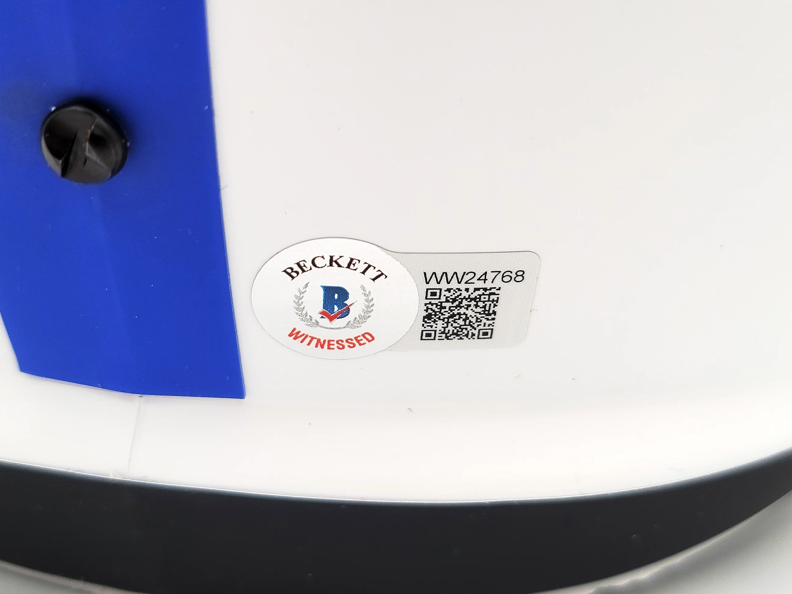 Lawrence Taylor & Saquon Barkley Autographed New York Giants Lunar Eclipse White Full Size Replica Speed Helmet "NFL ROY" Beckett BAS QR Stock #202989 - Image 5