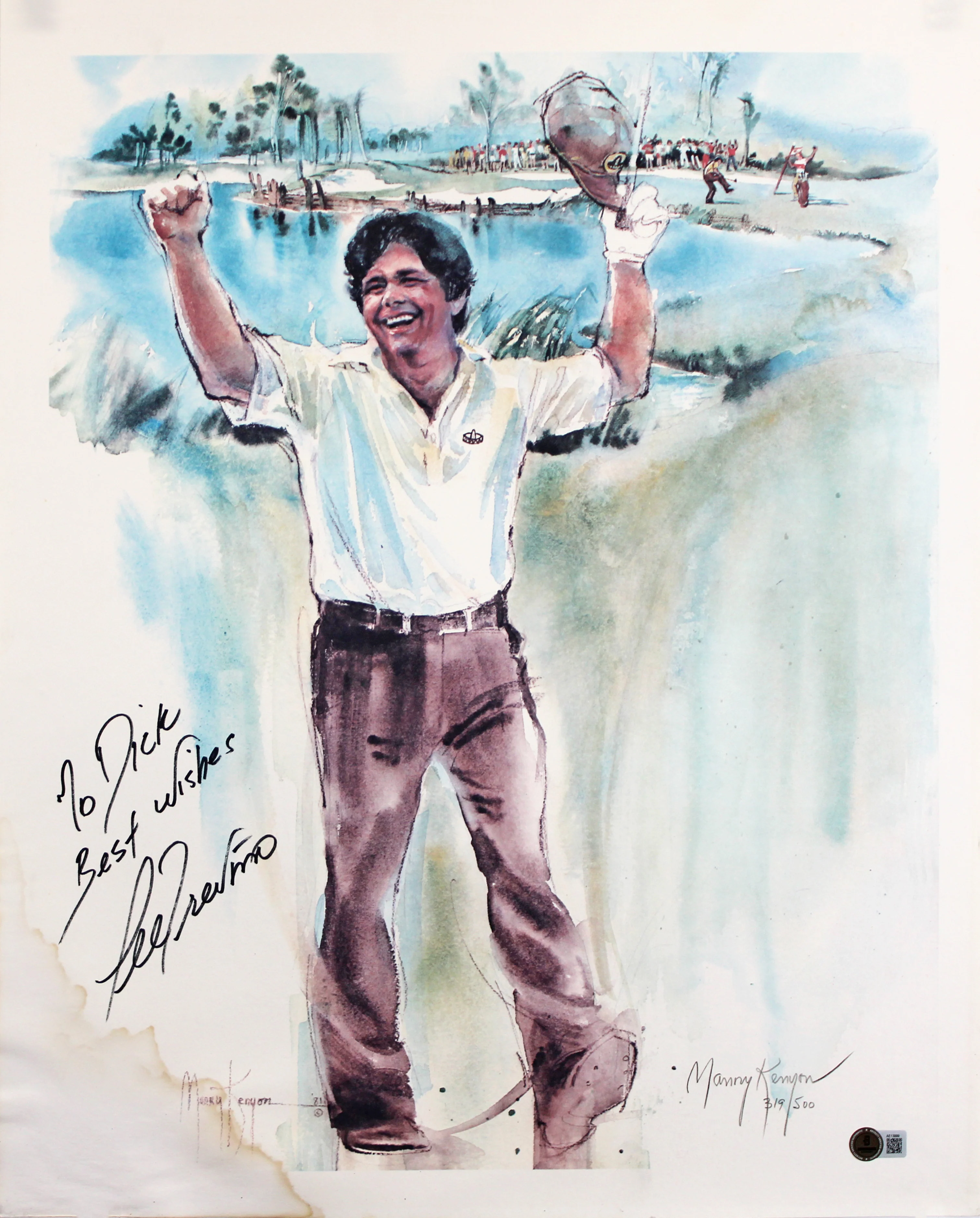 Lee Trevino & Ann Manry Kenyon Authentic Signed 18x22 Lithograph BAS #AE13999 - Image 2