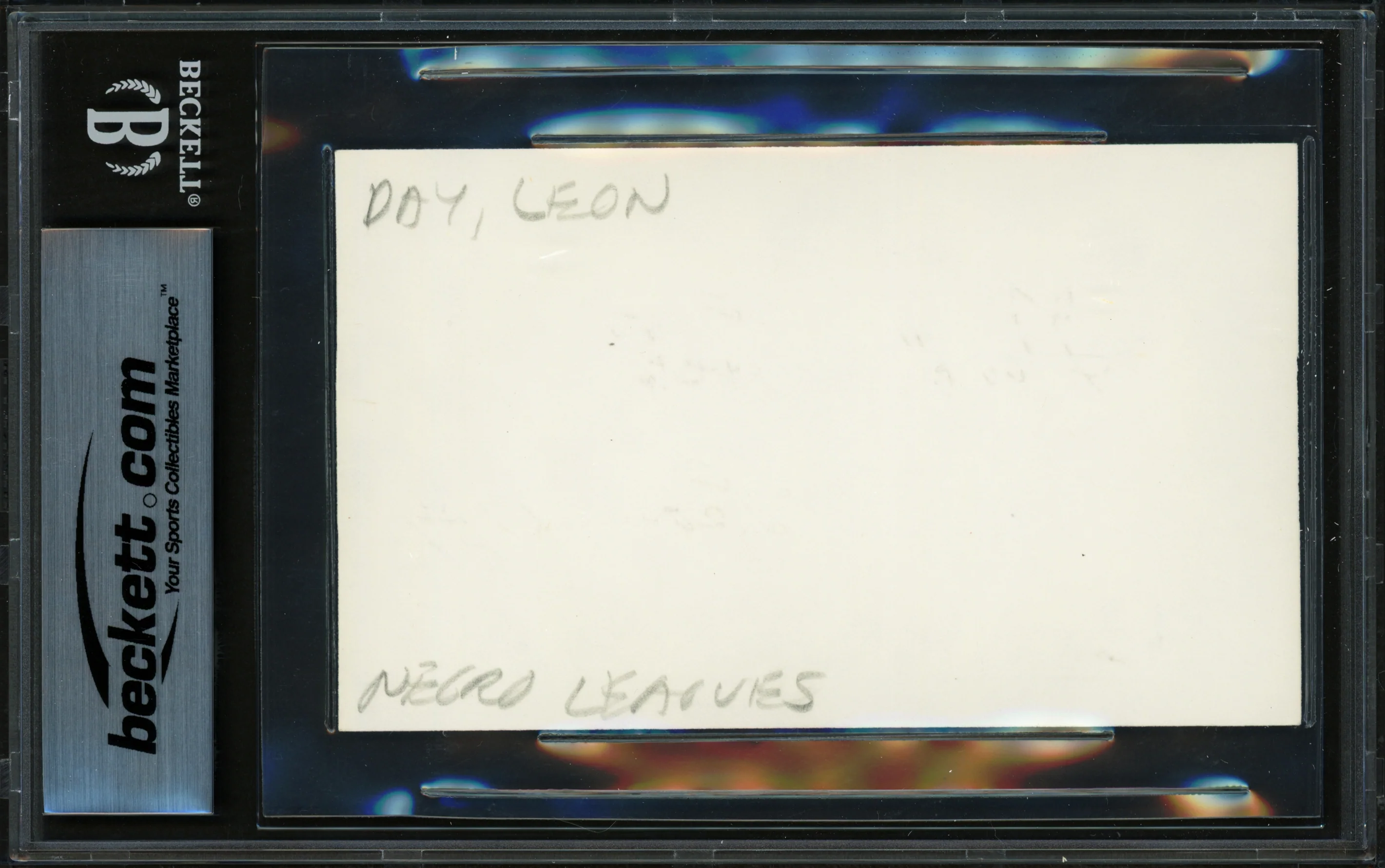 Leon Day Autographed 3x5 Index Card Negro Leagues "Good Luck" Beckett BAS #17856792 - Image 2