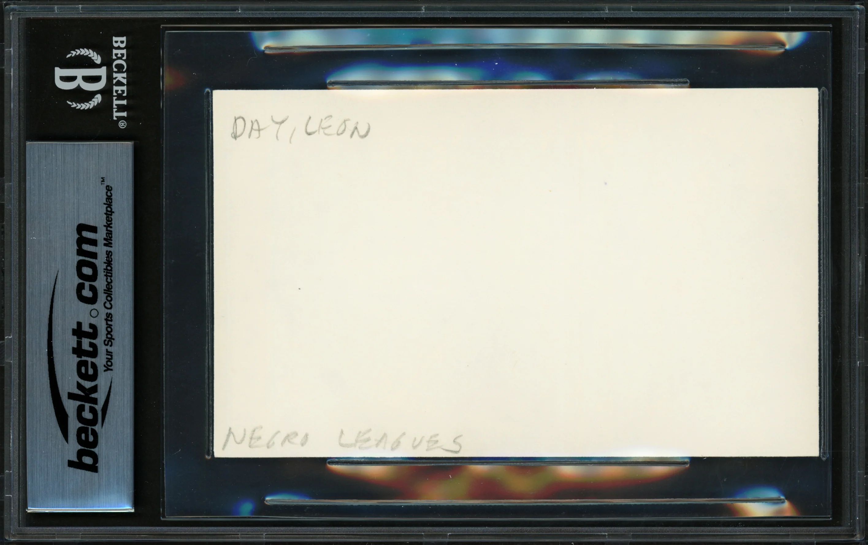 Leon Day Autographed 3x5 Index Card Negro Leagues "Good Luck" Beckett BAS #17856793 - Image 2